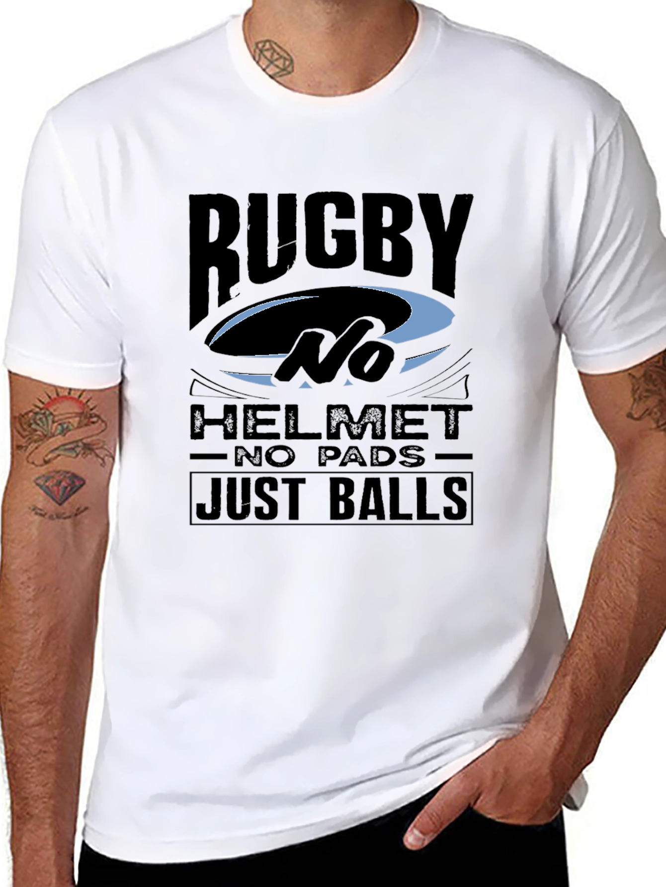 Rugby No Helmet Just Balls Graphic Tee
