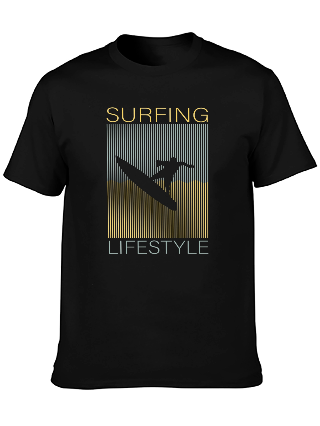 Surfing Lifestyle Graphic T-Shirt Black Mens