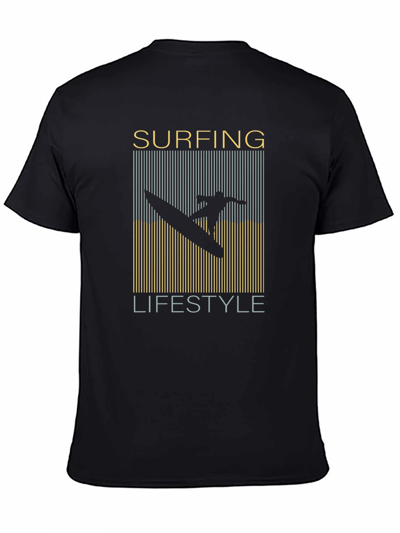 Surfing Lifestyle Graphic T-Shirt Black Mens