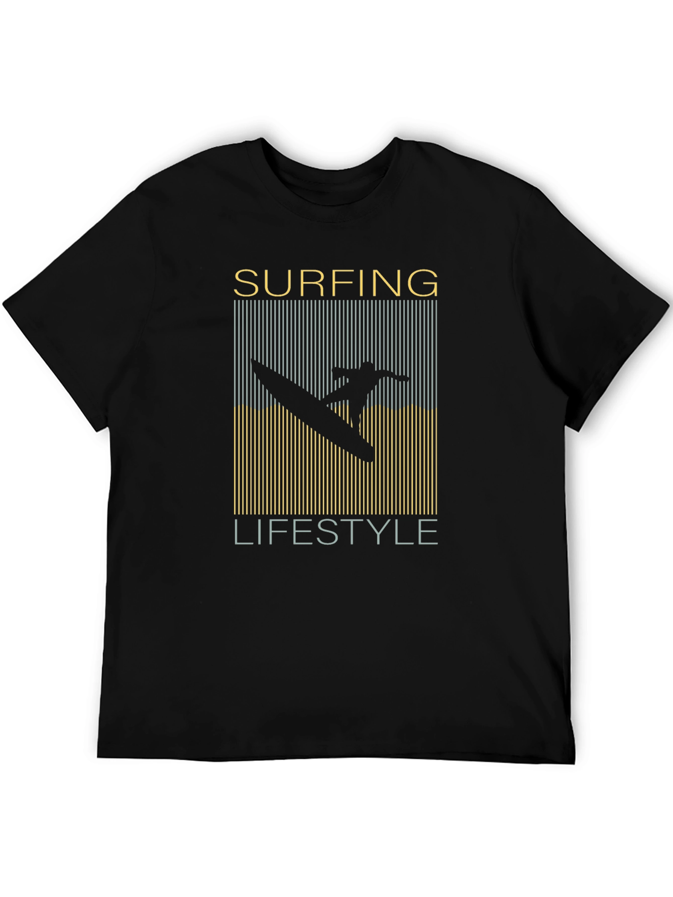 Surfing Lifestyle Graphic T-Shirt Black Mens
