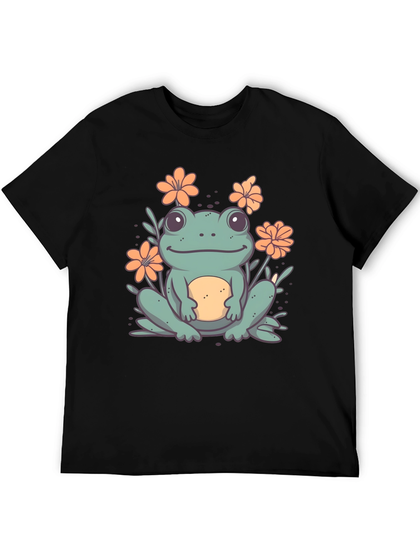 Frog & Flowers Graphic T-Shirt - Black