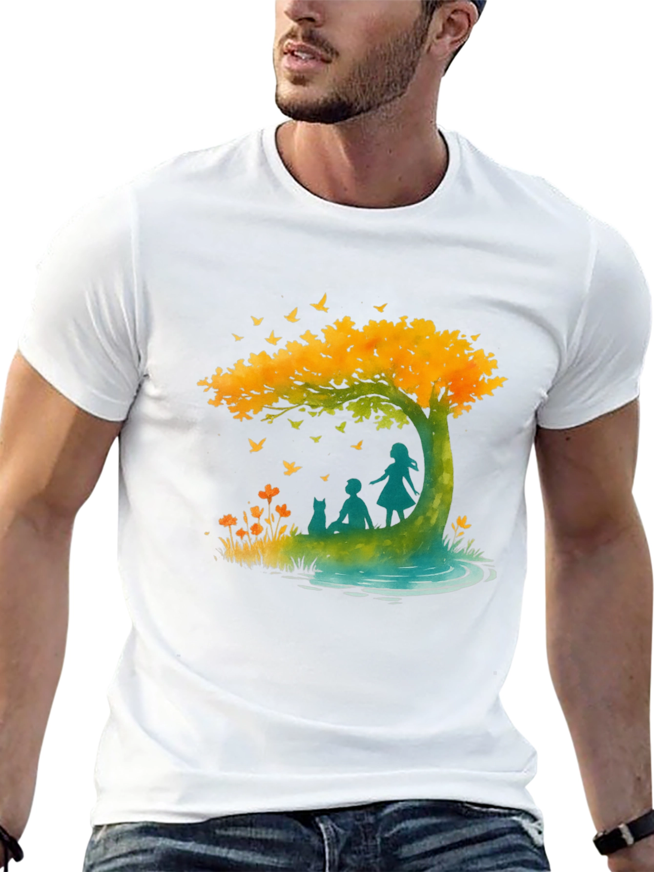 Natures Embrace Graphic Tee - Relaxed Fit Black T-Shirt