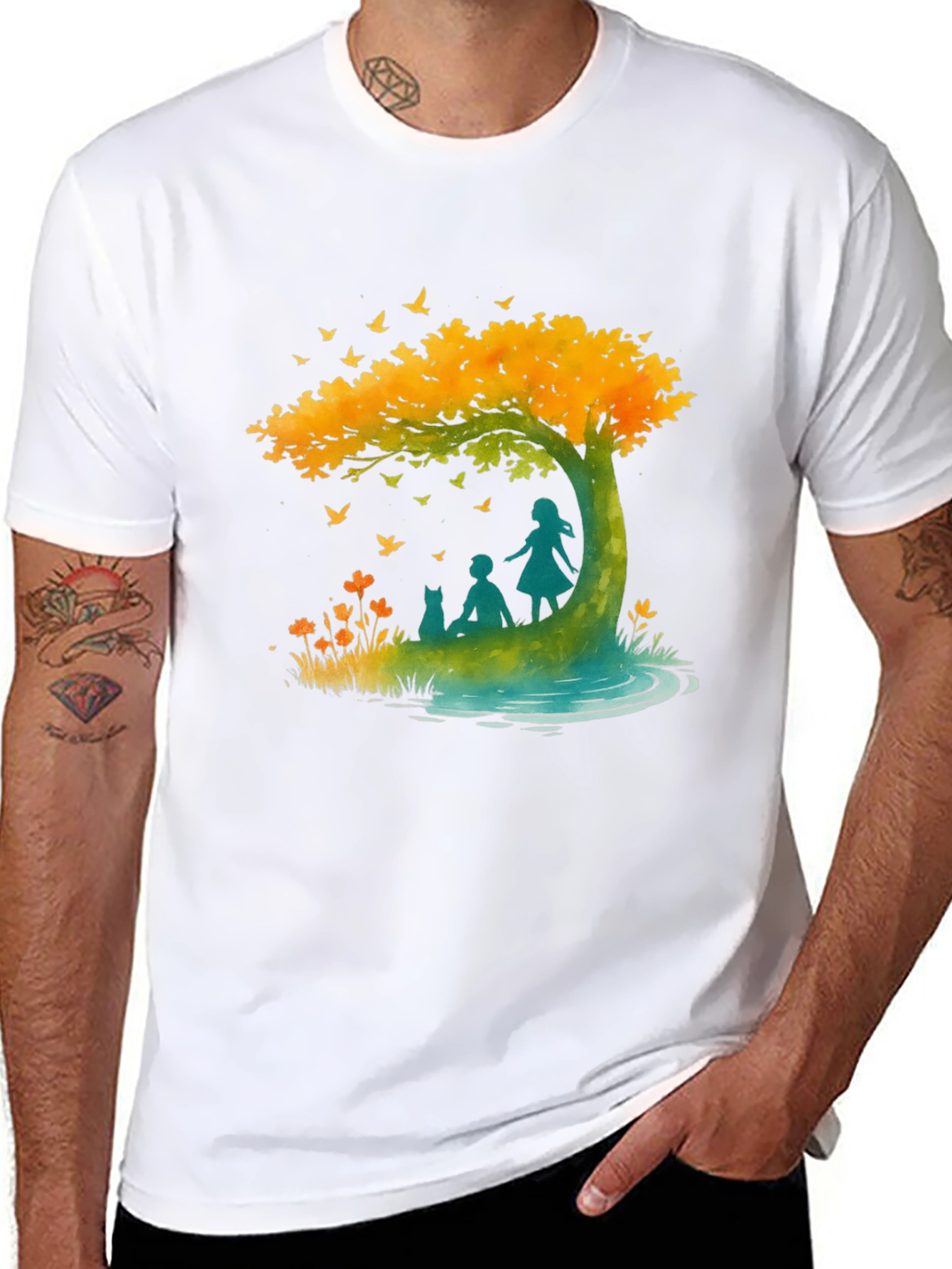 Natures Embrace Graphic Tee - Relaxed Fit Black T-Shirt