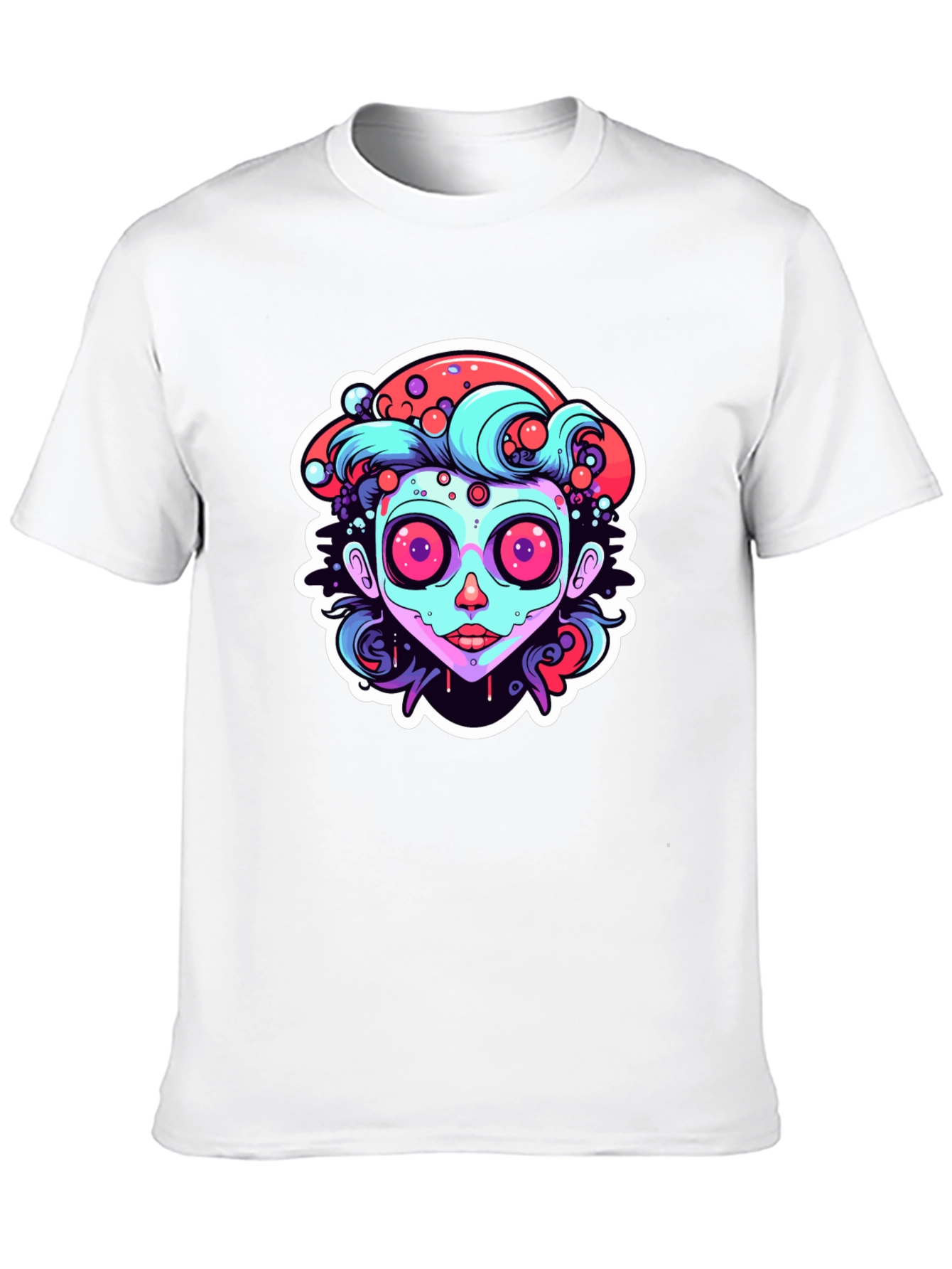 Funky Cartoon Face Black T-Shirt