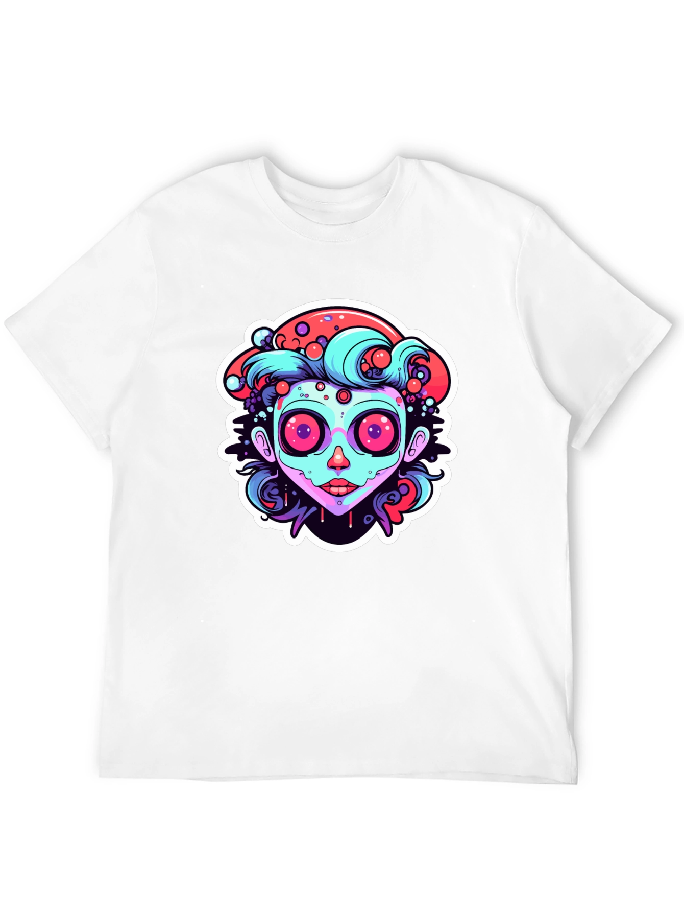Funky Cartoon Face Black T-Shirt