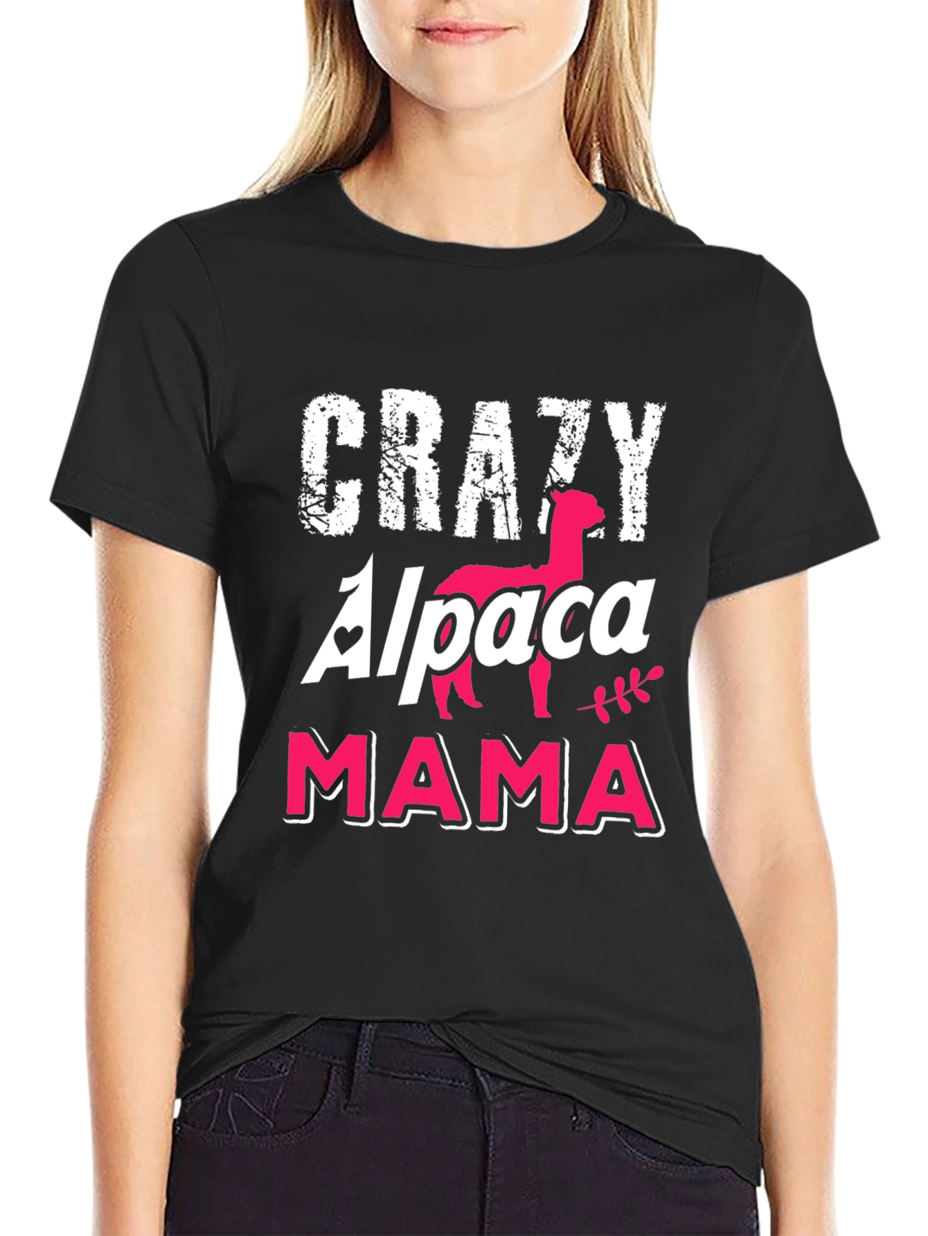 Crazy Alpaca Mama Black T-Shirt