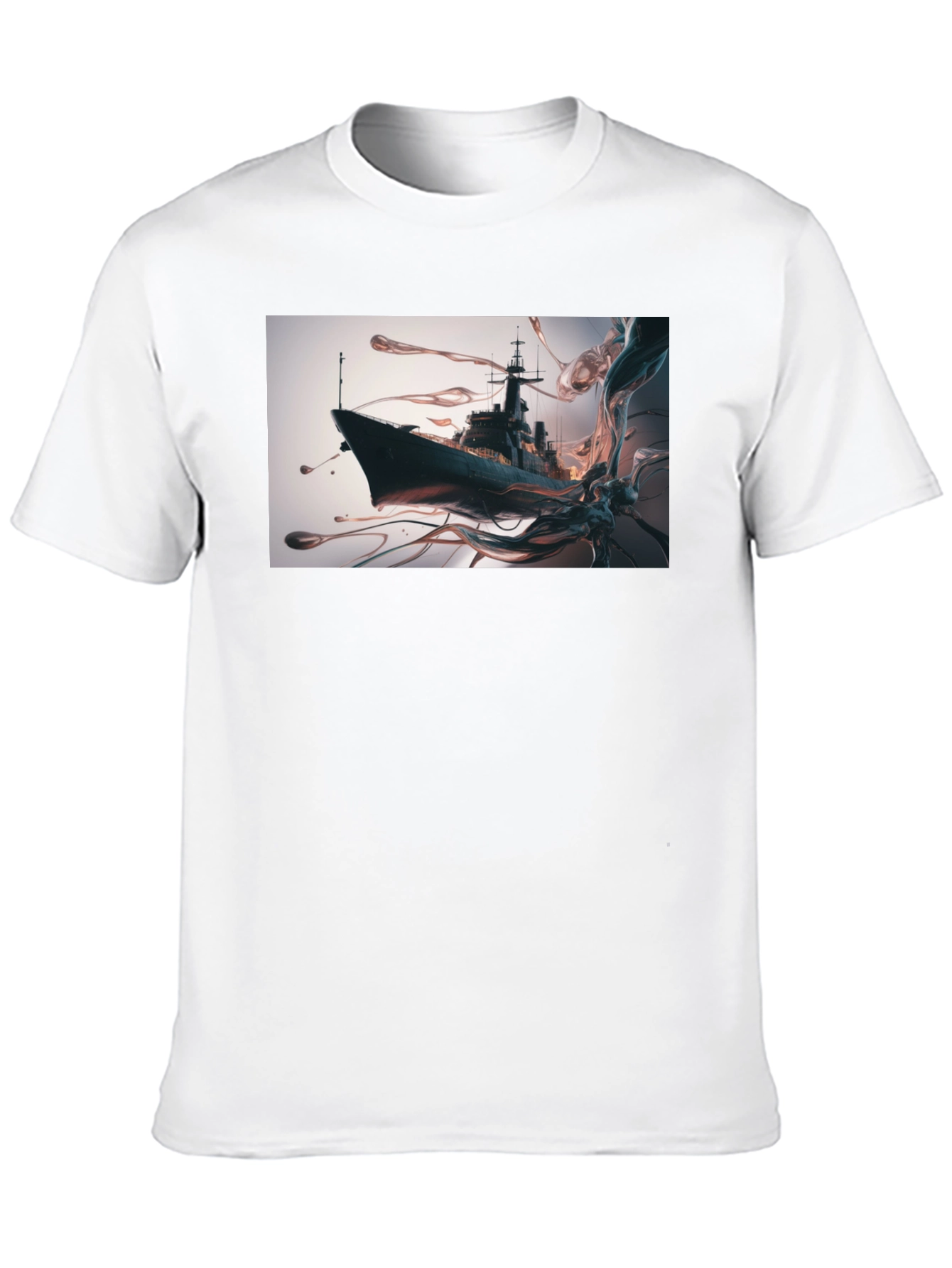 Naval Vessel Graphic Tee - Modern Warship Art T-Shirt