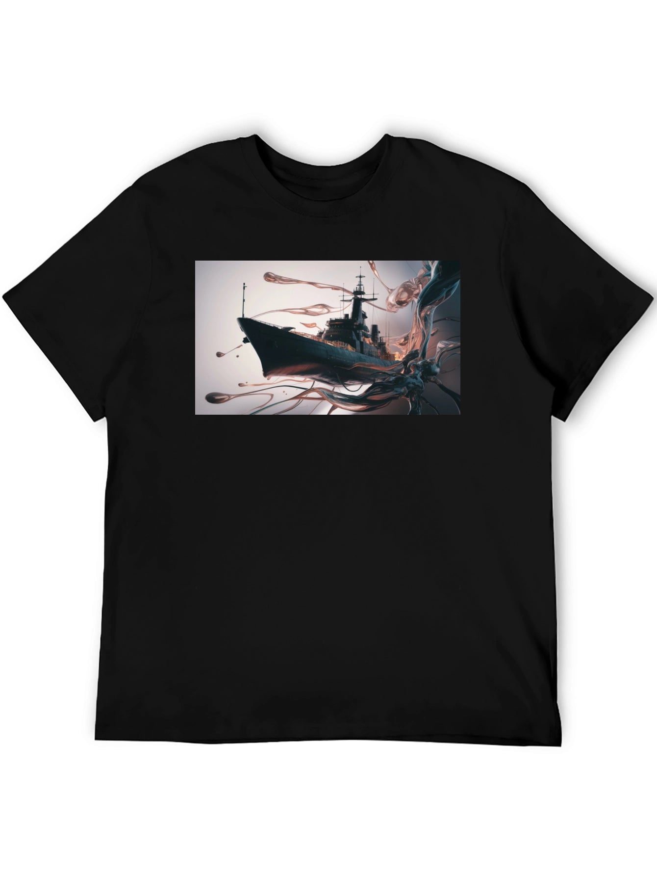 Naval Vessel Graphic Tee - Modern Warship Art T-Shirt