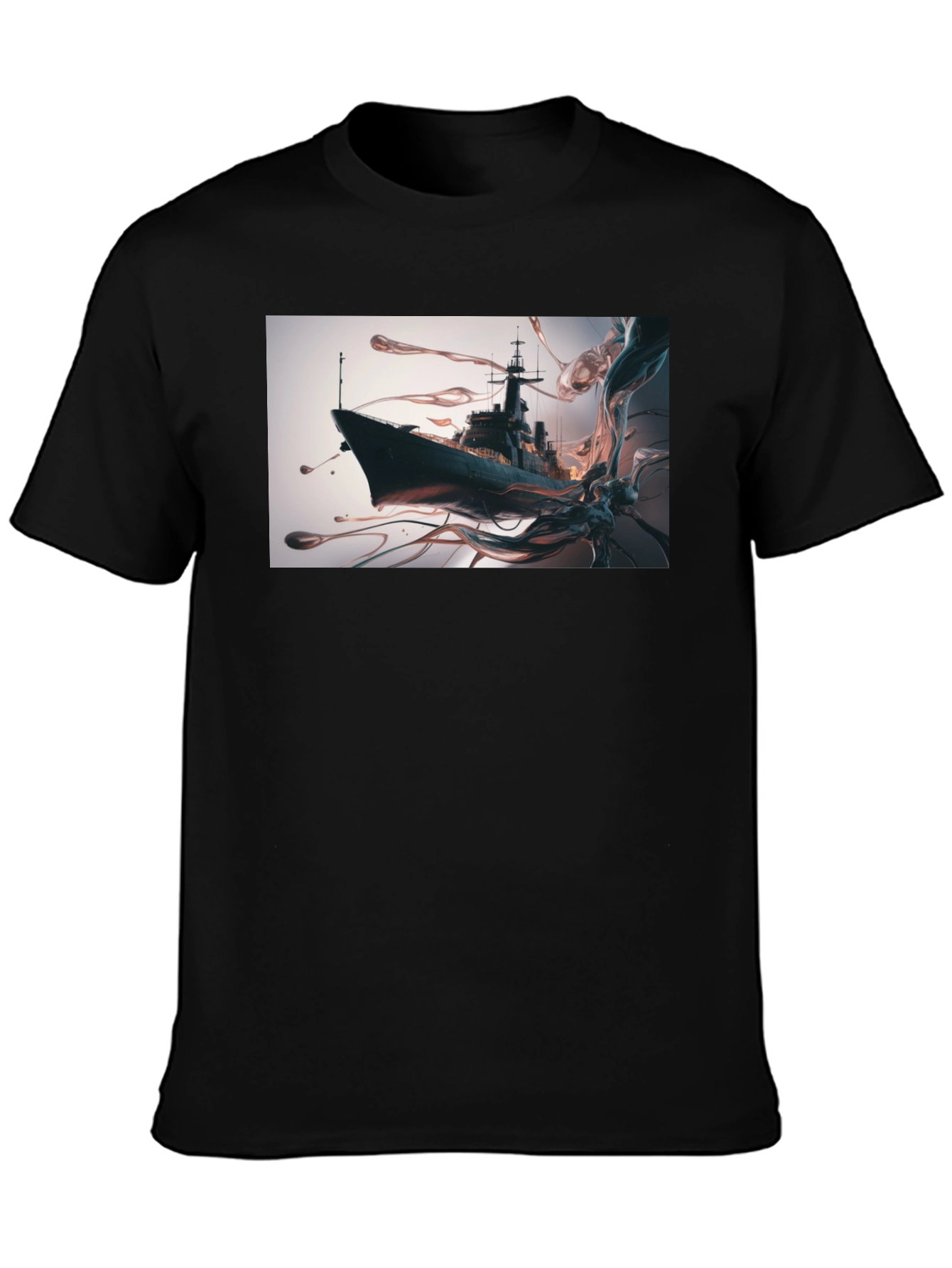 Naval Vessel Graphic Tee - Modern Warship Art T-Shirt