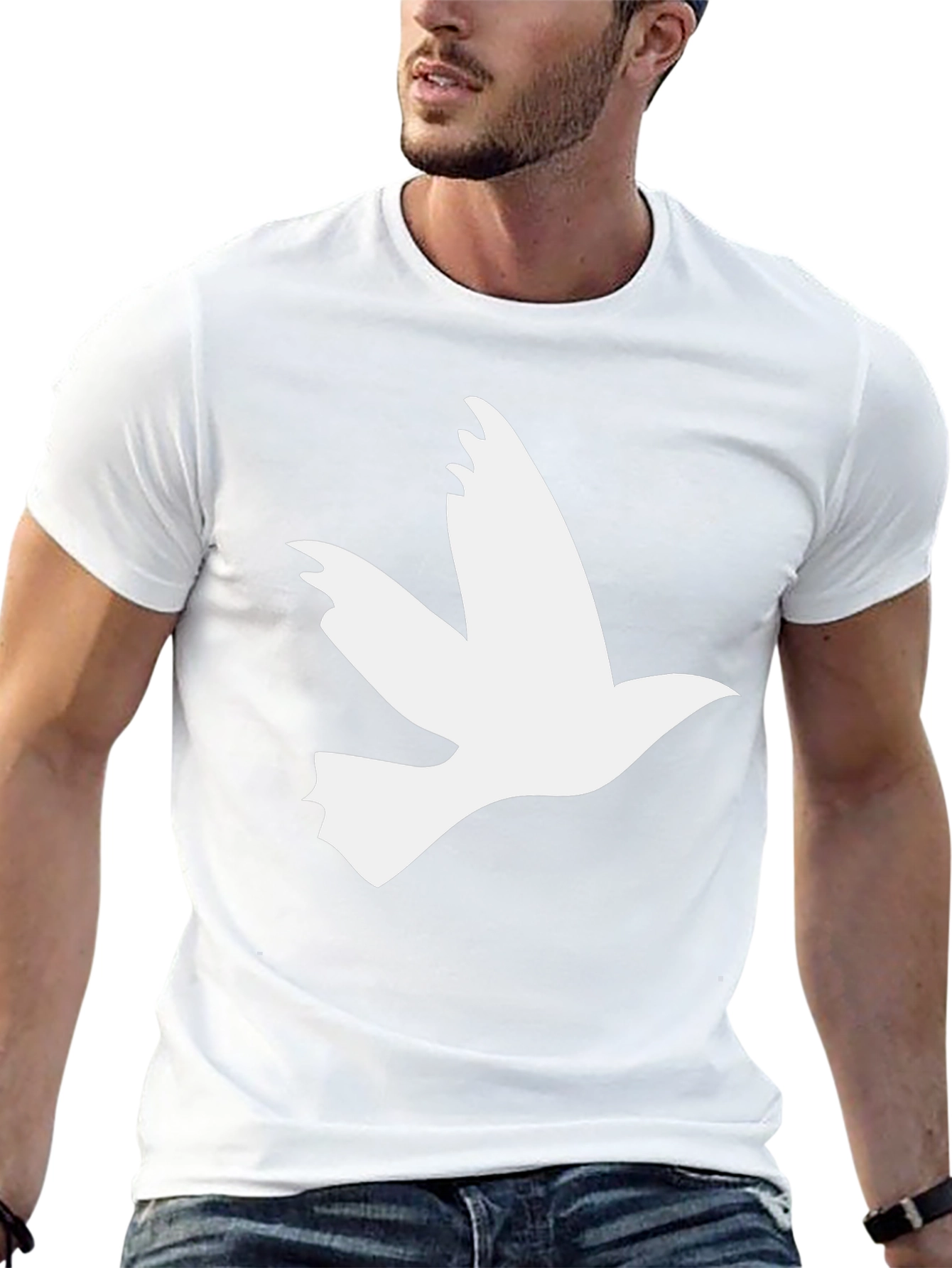 White Dove Graphic Black T-Shirt