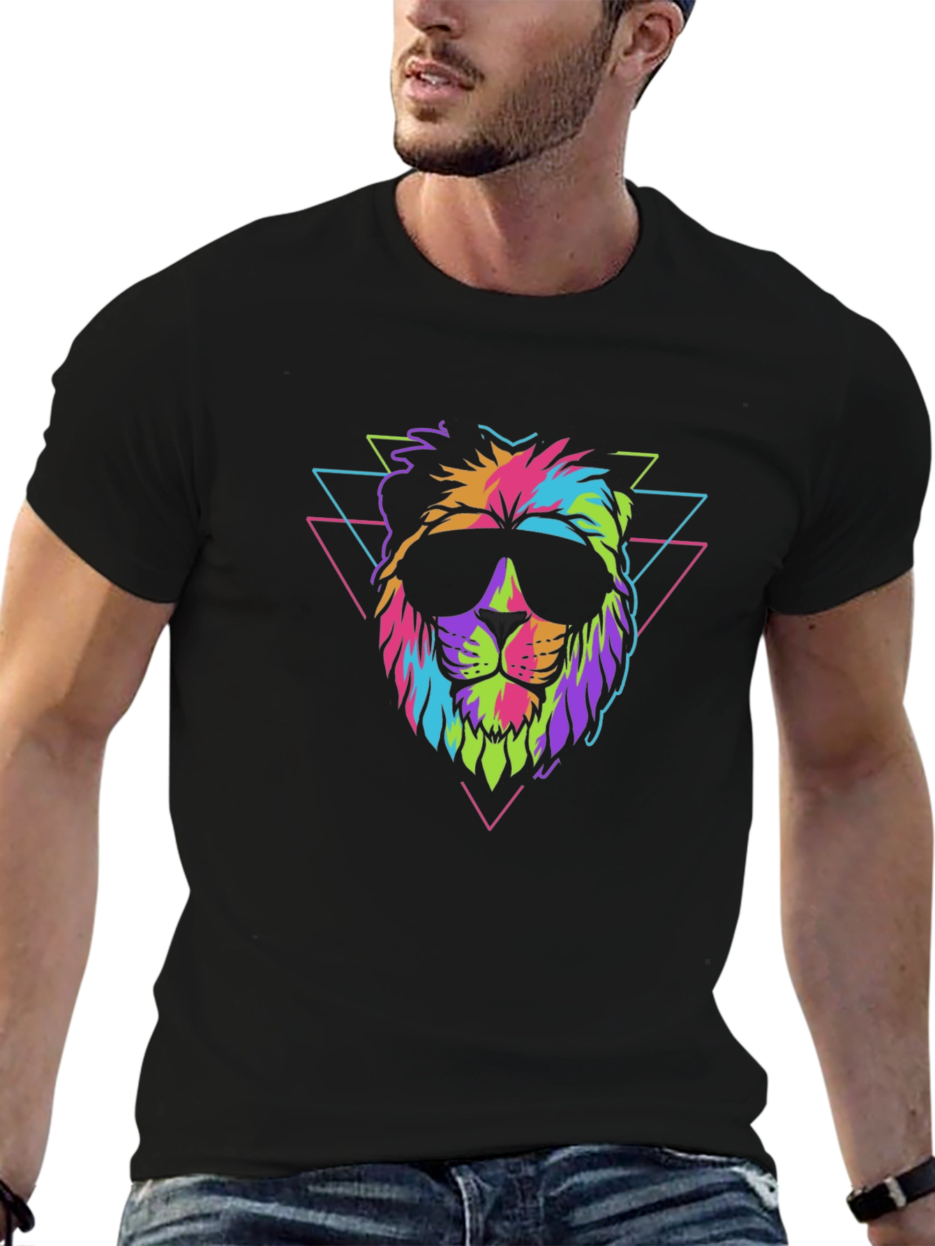 Cool Retro Lion Graphic T-Shirt