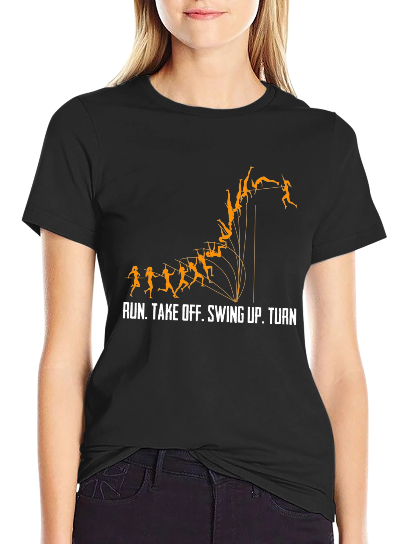Pole Vaulting Mens Black T-Shirt