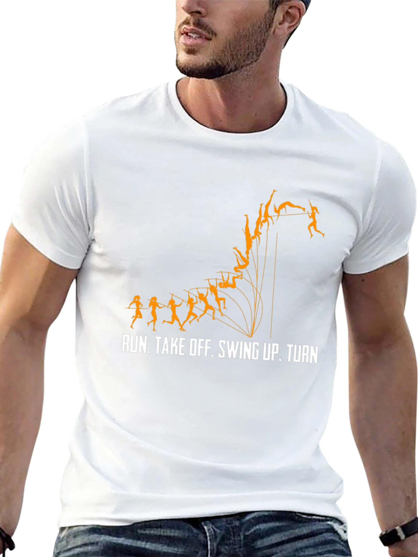 Pole Vaulting Mens Black T-Shirt