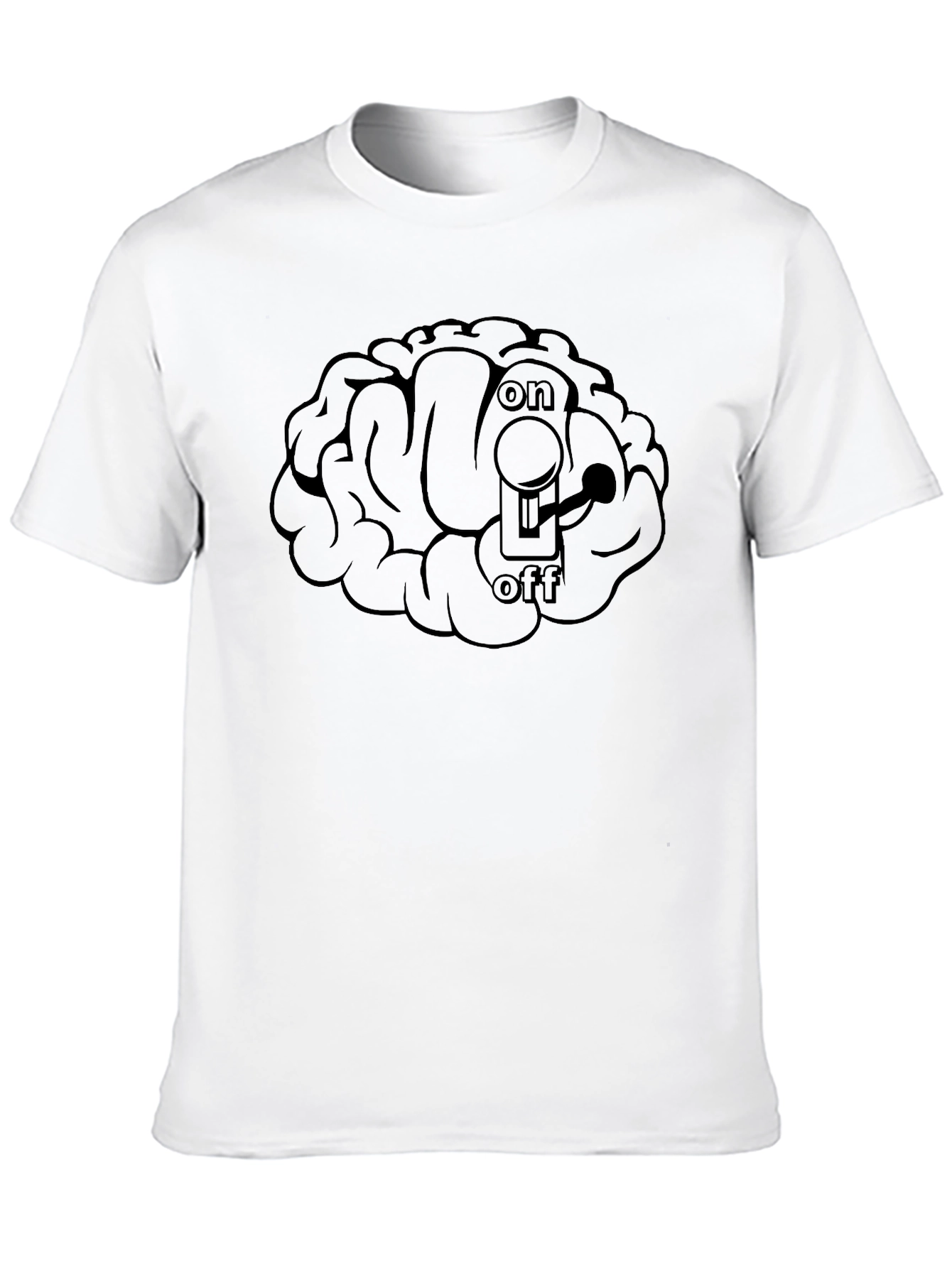 Brain On/Off Switch Graphic Black T-Shirt