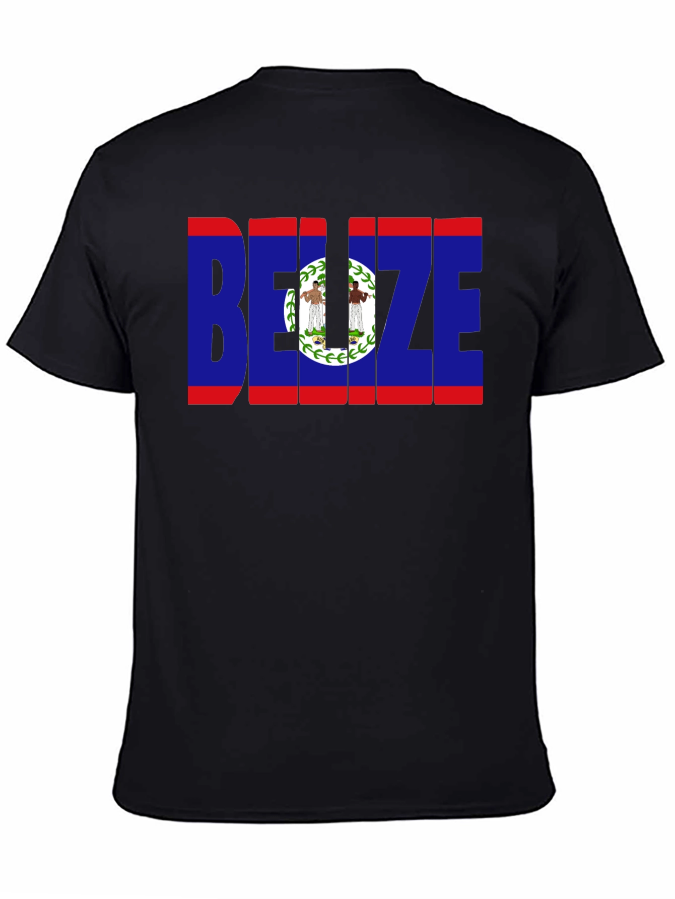 Belize Flag Graphic T-Shirt - Black Crew Neck Tee