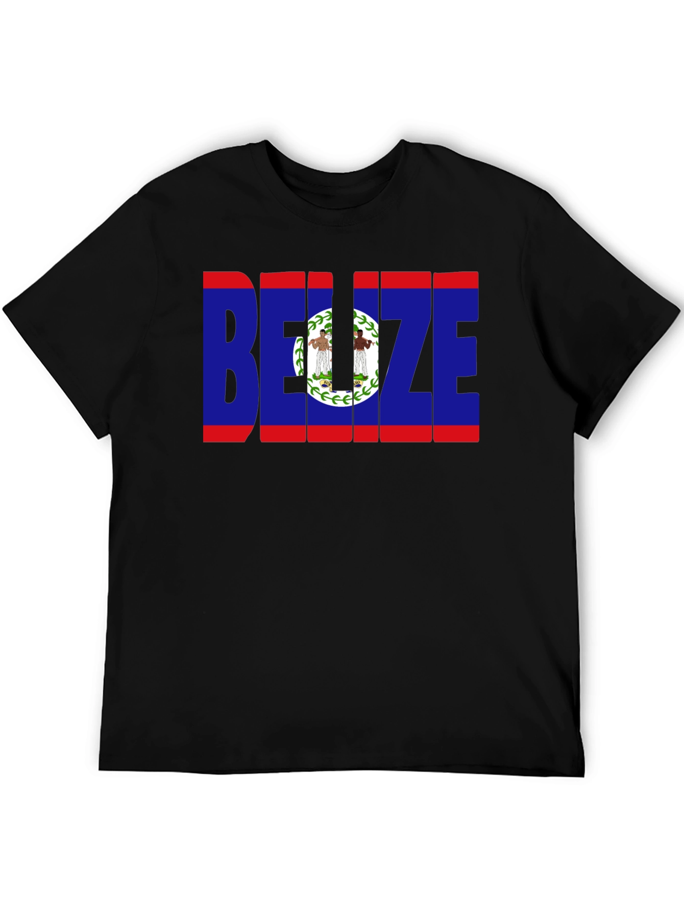Belize Flag Graphic T-Shirt - Black Crew Neck Tee