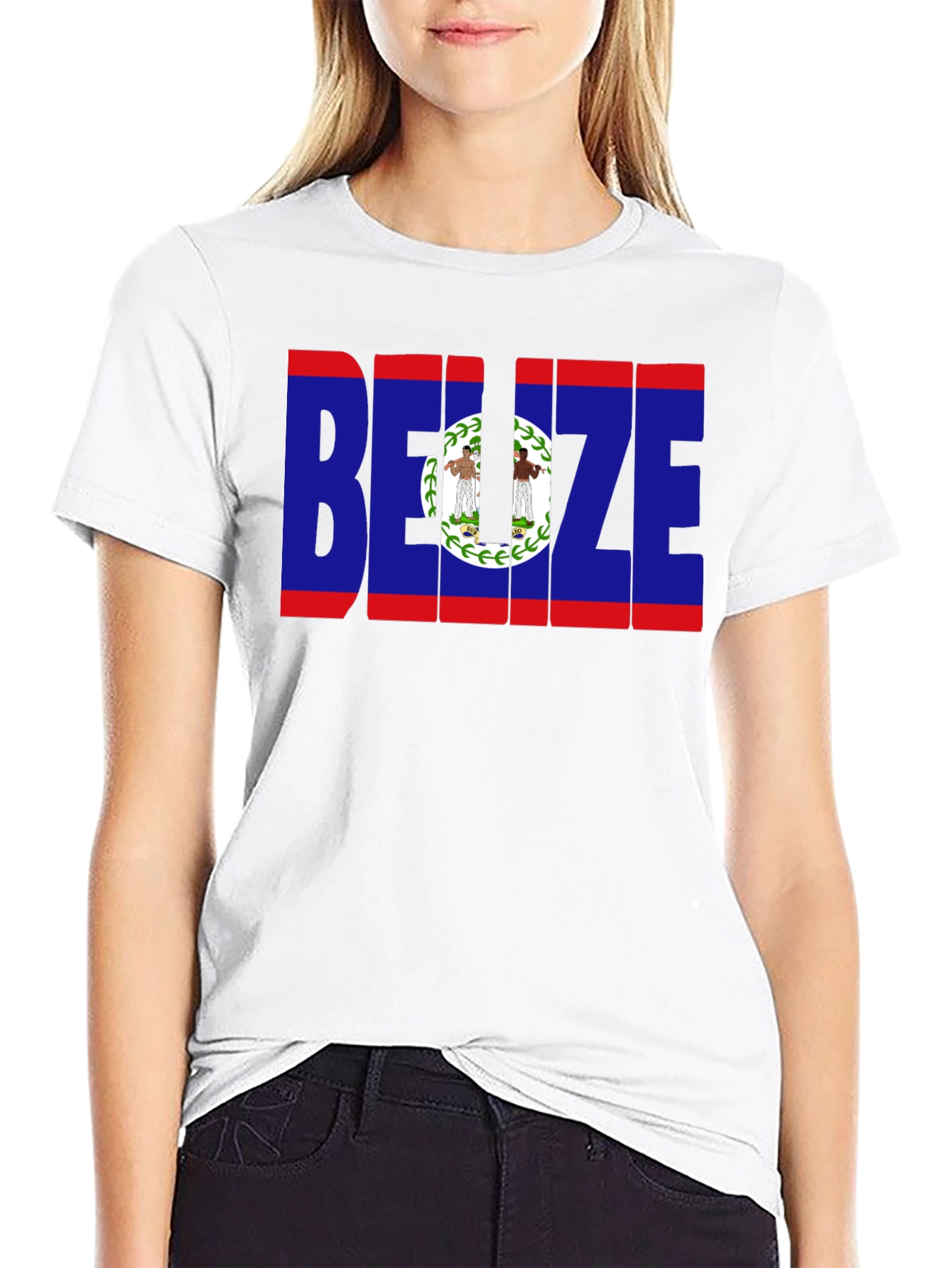 Belize Flag Graphic T-Shirt - Black Crew Neck Tee