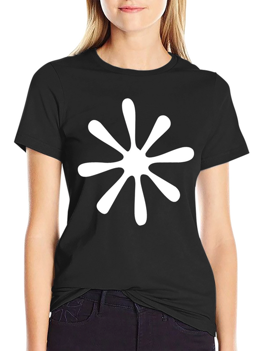 Modern Black T-Shirt with White Flower Burst Design