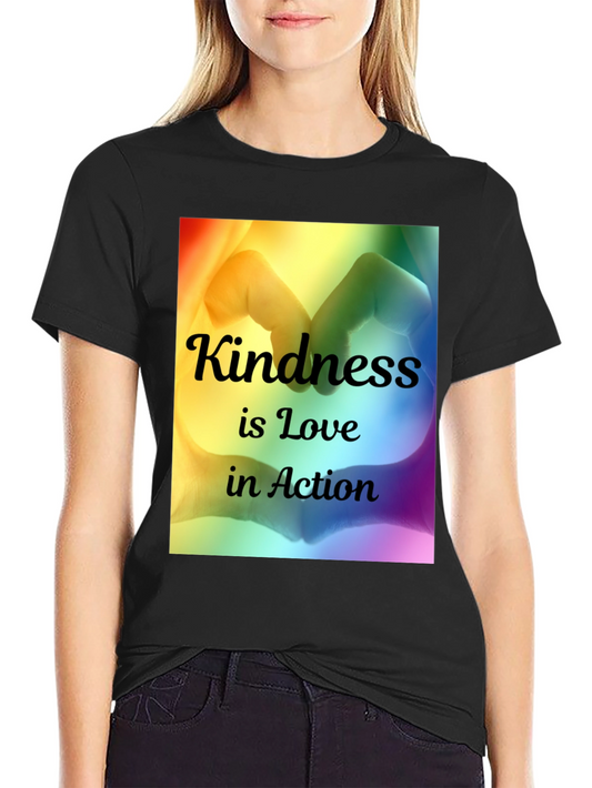 Kindness is Love T-Shirt - Rainbow Heart Hands