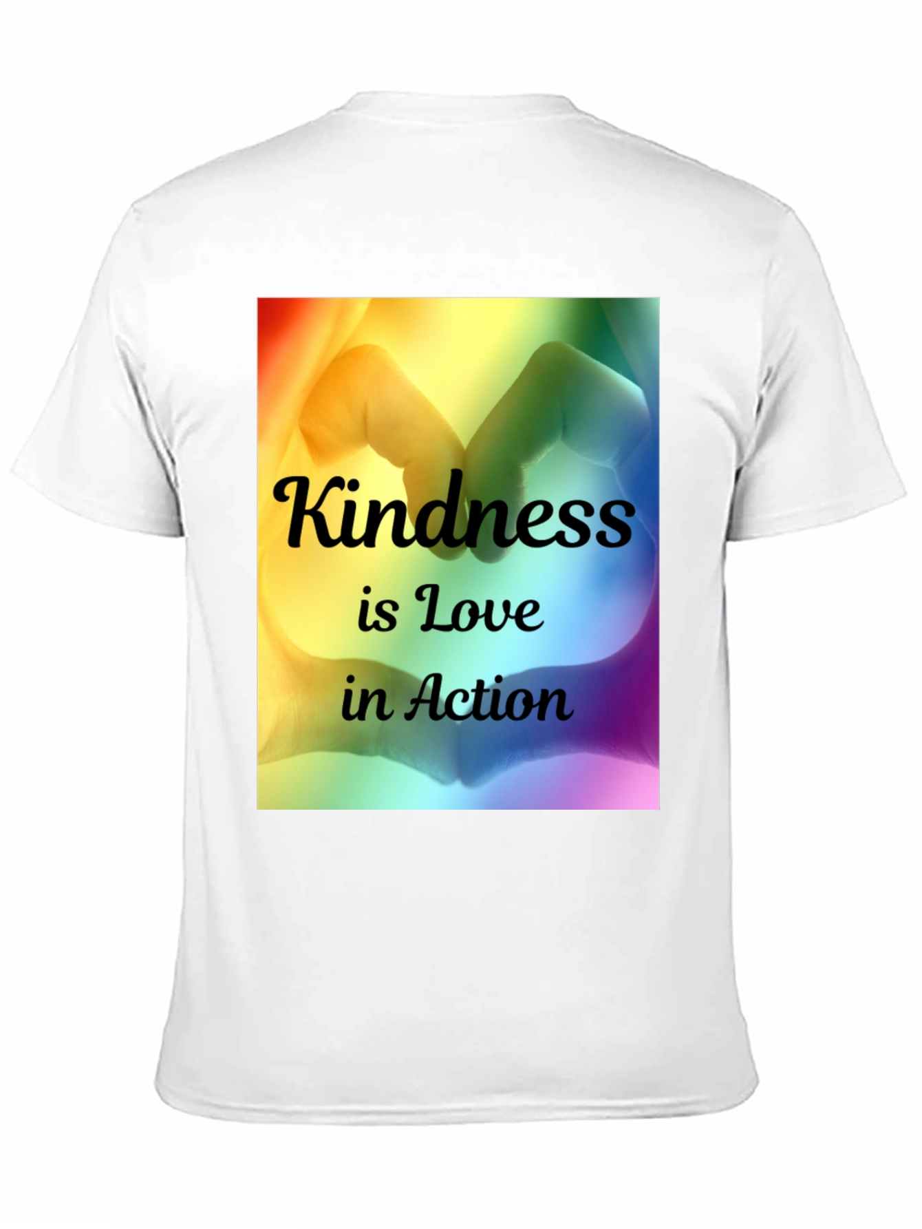 Kindness is Love T-Shirt - Rainbow Heart Hands