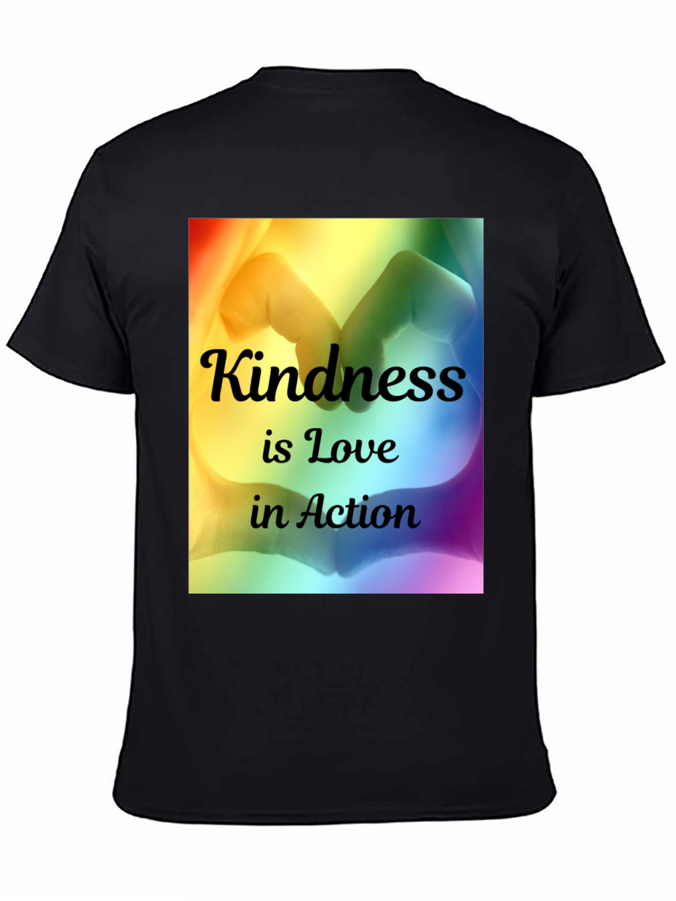 Kindness is Love T-Shirt - Rainbow Heart Hands