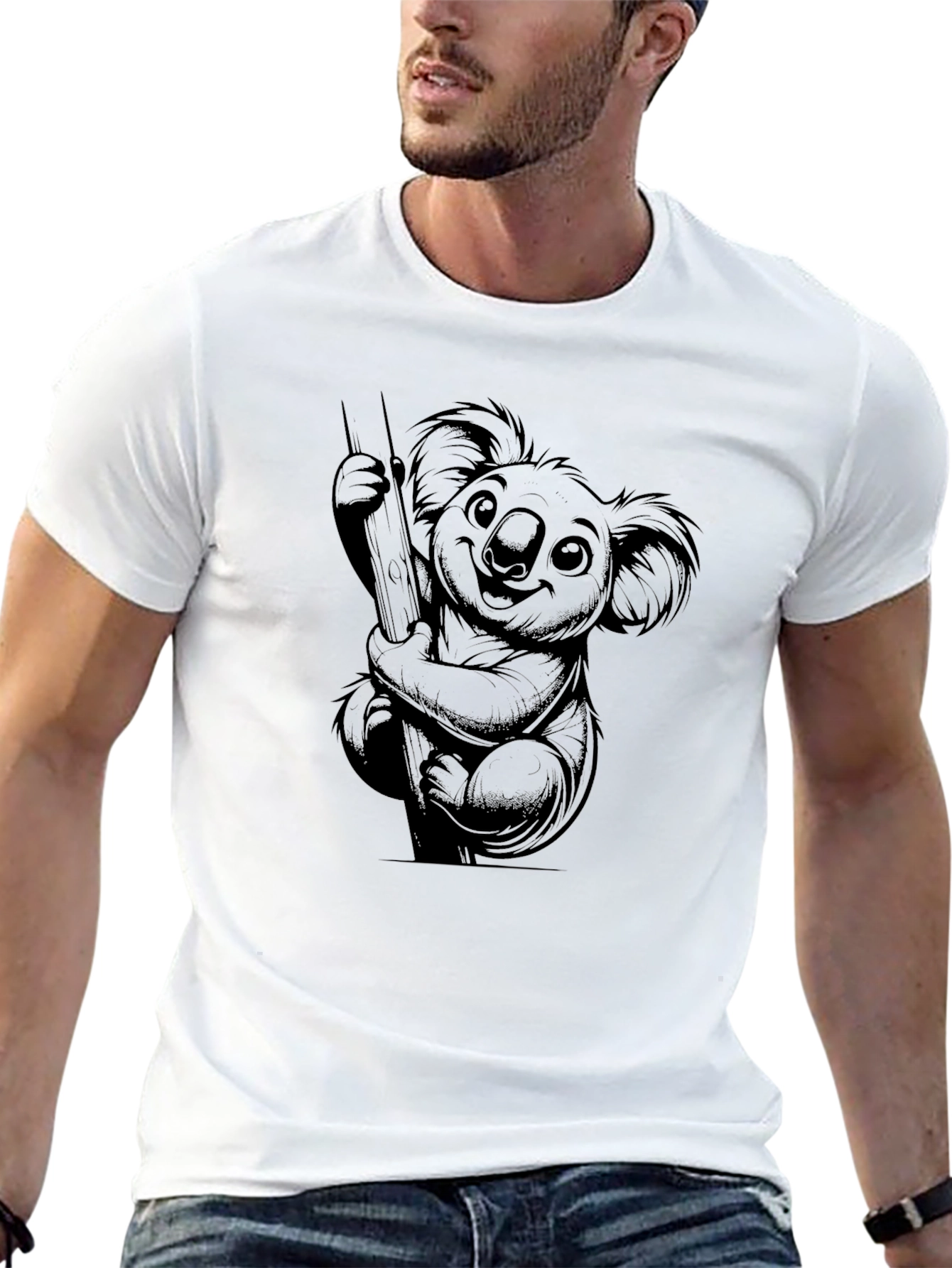 Koala Graphic T-Shirt - Black Unisex