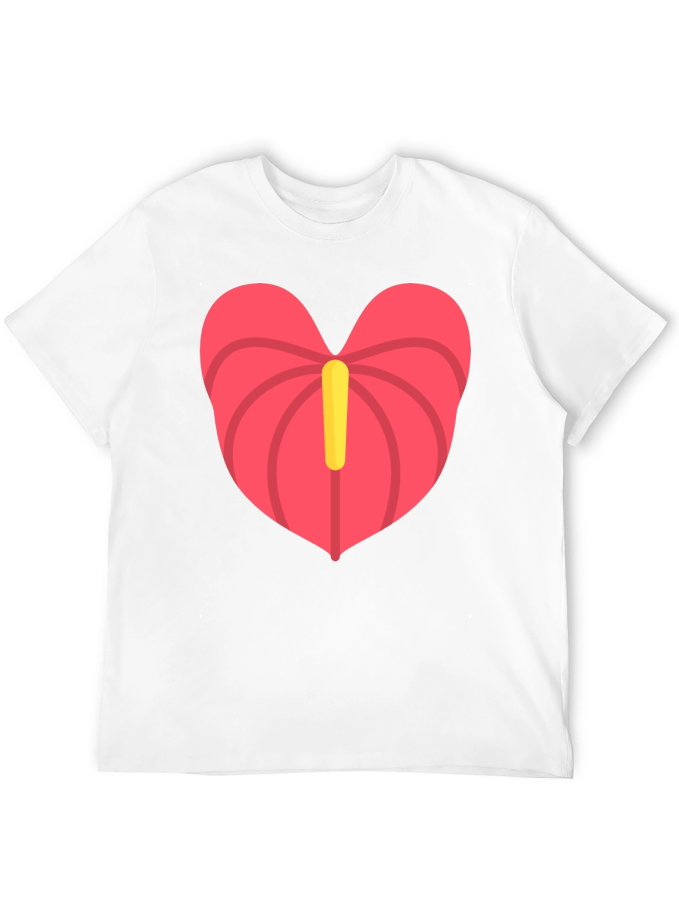 Heart Anthurium T-Shirt - Black Casual Tee
