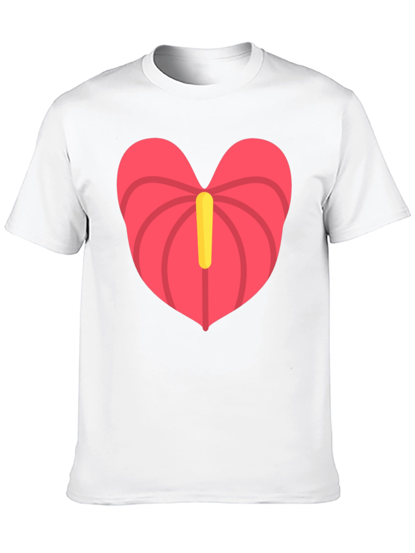 Heart Anthurium T-Shirt - Black Casual Tee