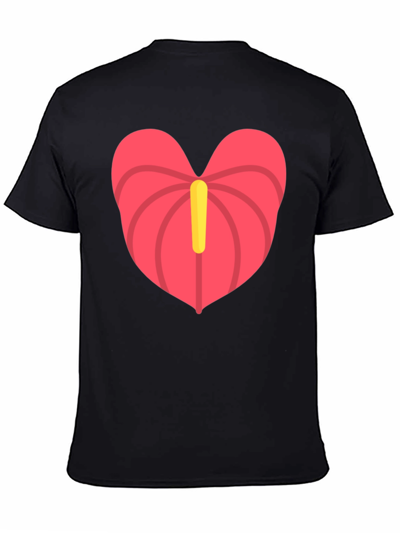 Heart Anthurium T-Shirt - Black Casual Tee