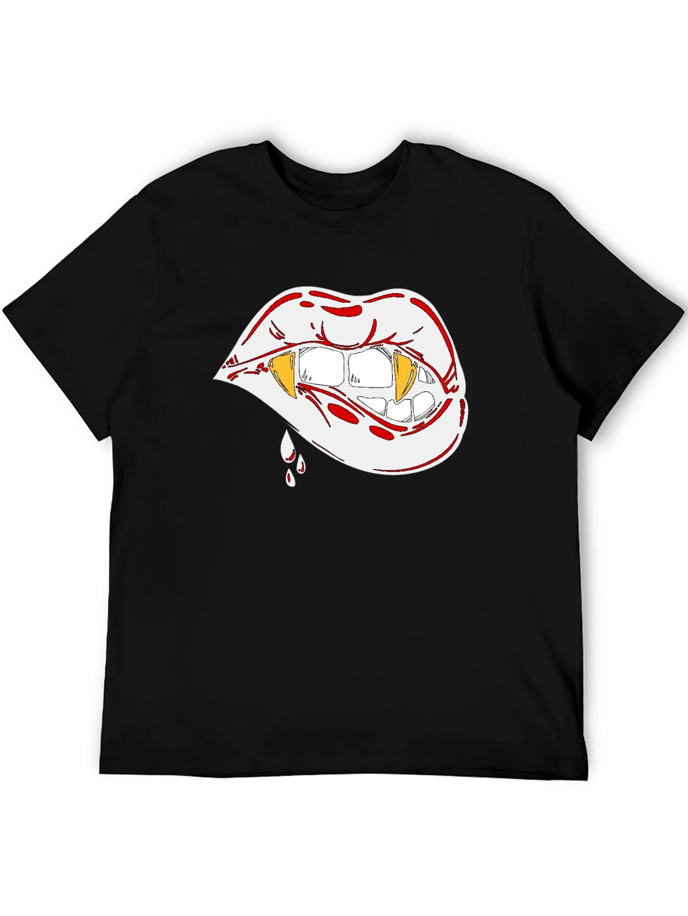 Vampire Lips Graphic T-Shirt - Halloween Style
