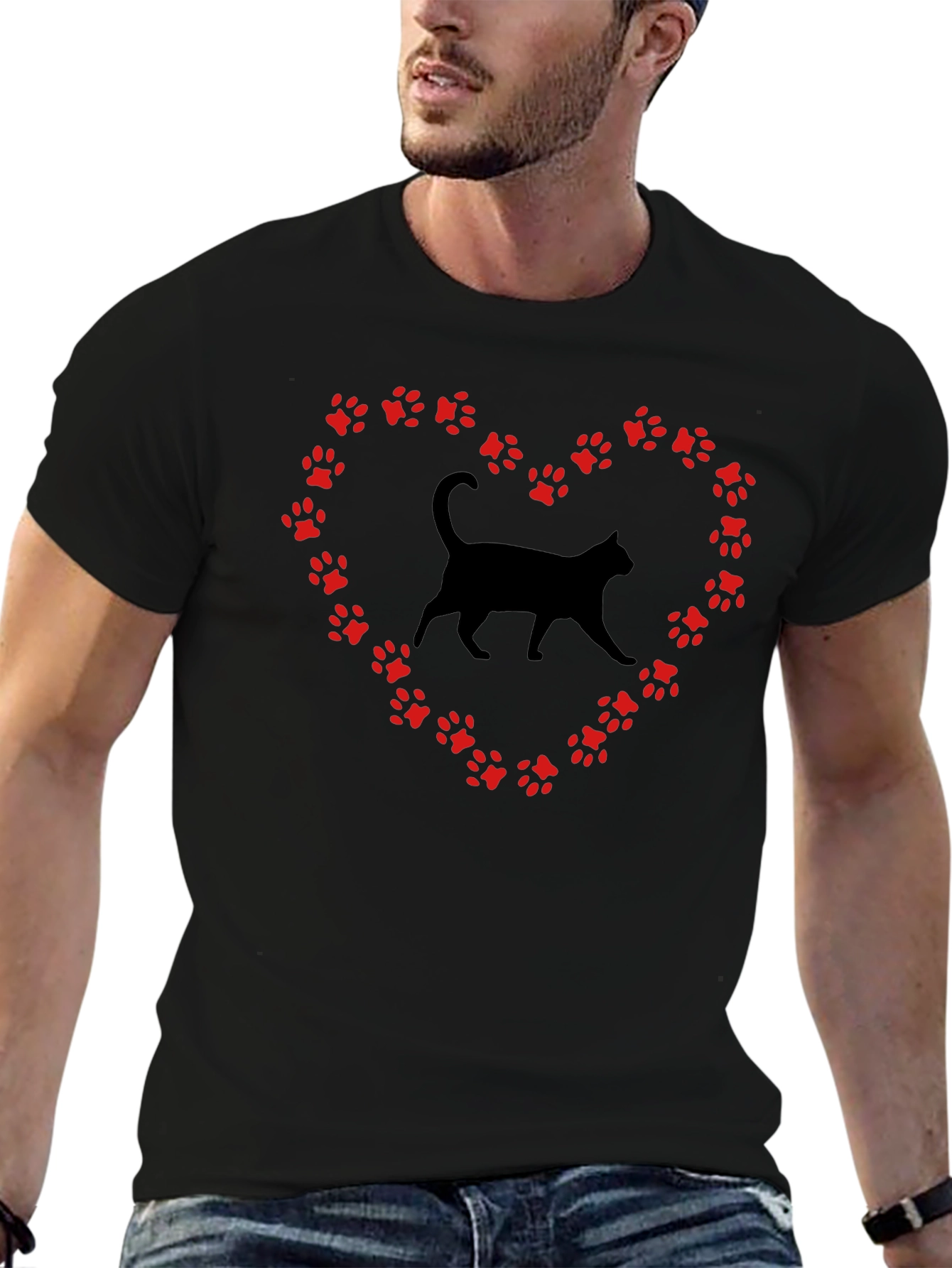 Cat Paw Heart Graphic Tee