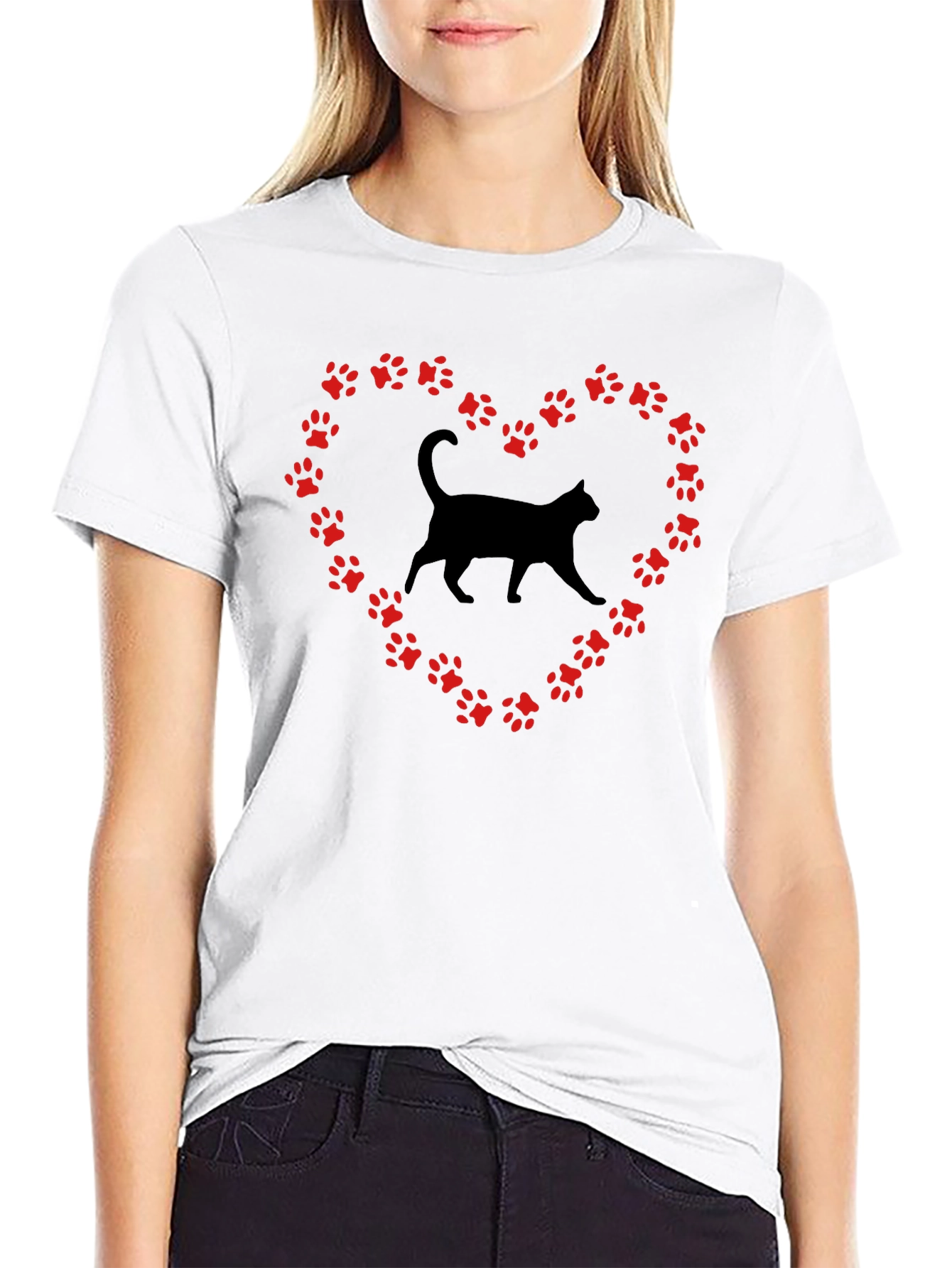 Cat Paw Heart Graphic Tee