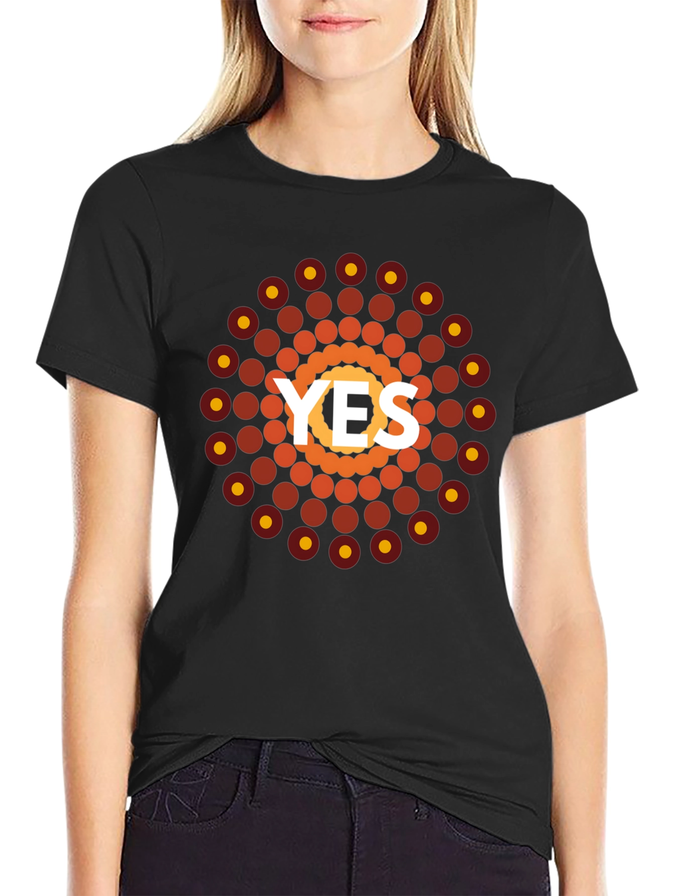 Geometric YES Graphic Tee - Black
