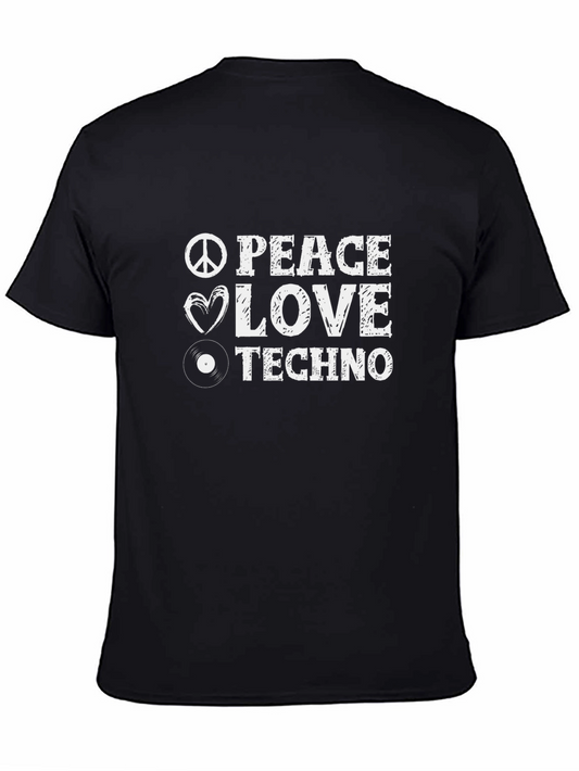 Peace Love Techno Black T-Shirt