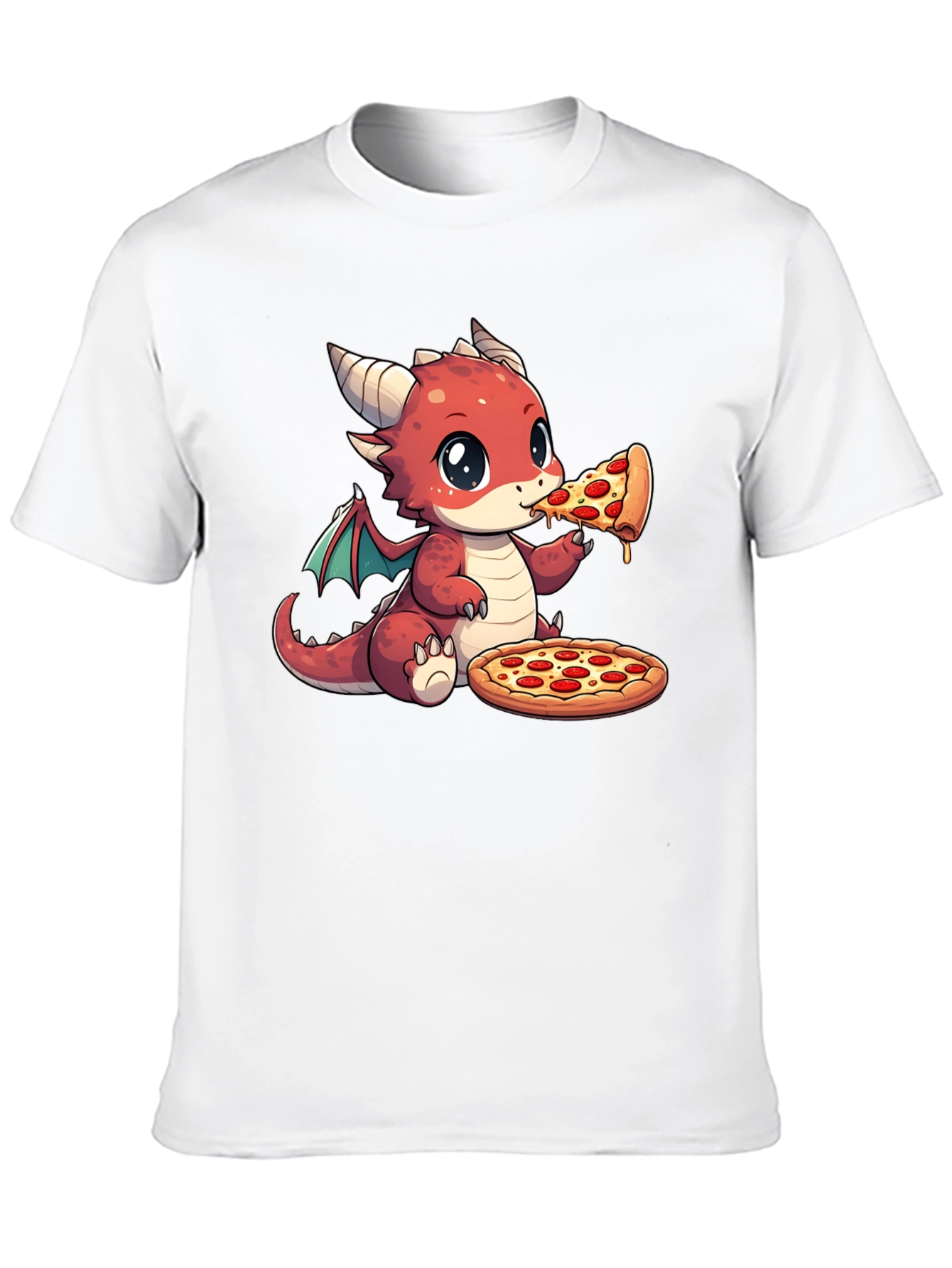 Dragon Eating Pizza Graphic T-Shirt