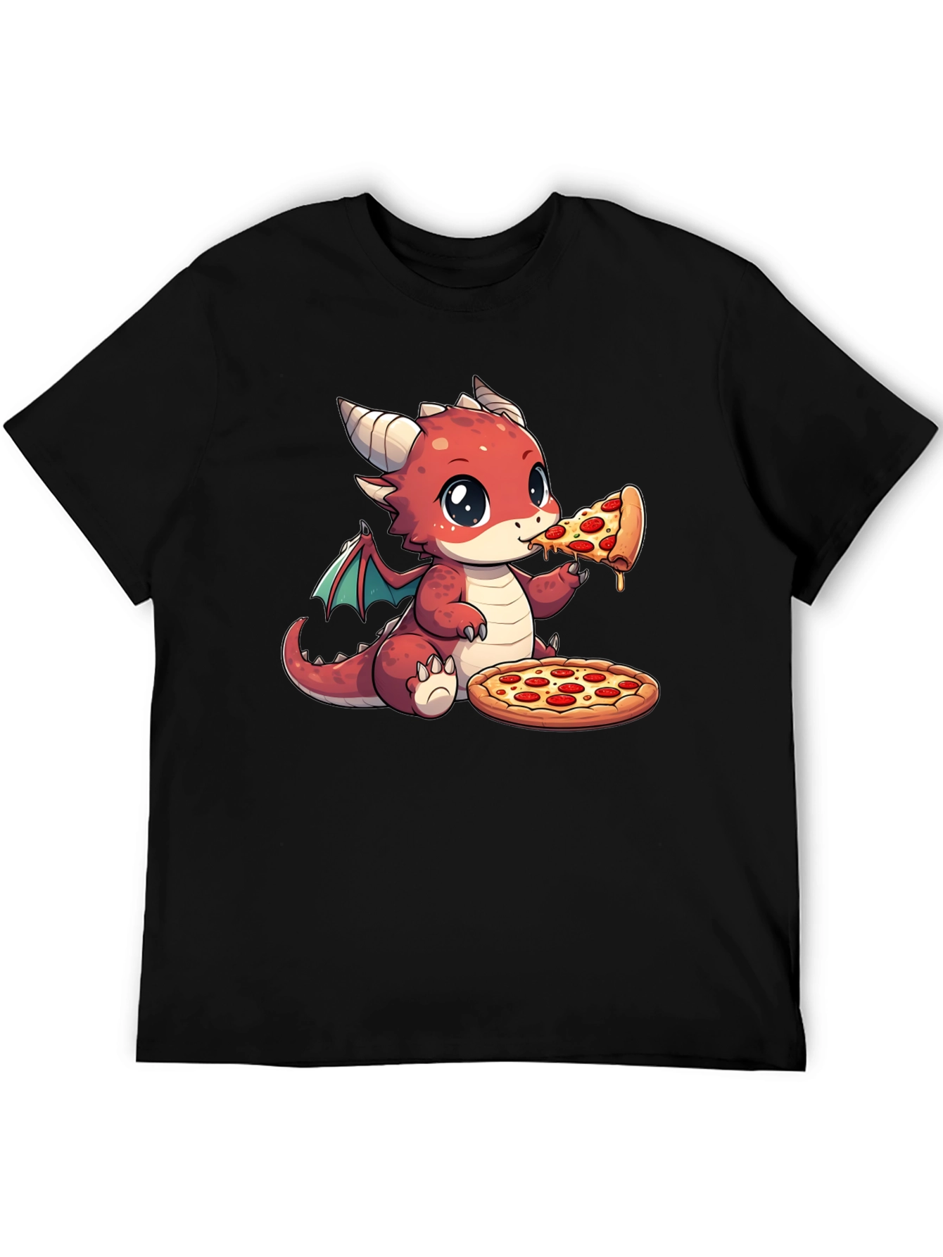Dragon Eating Pizza Graphic T-Shirt
