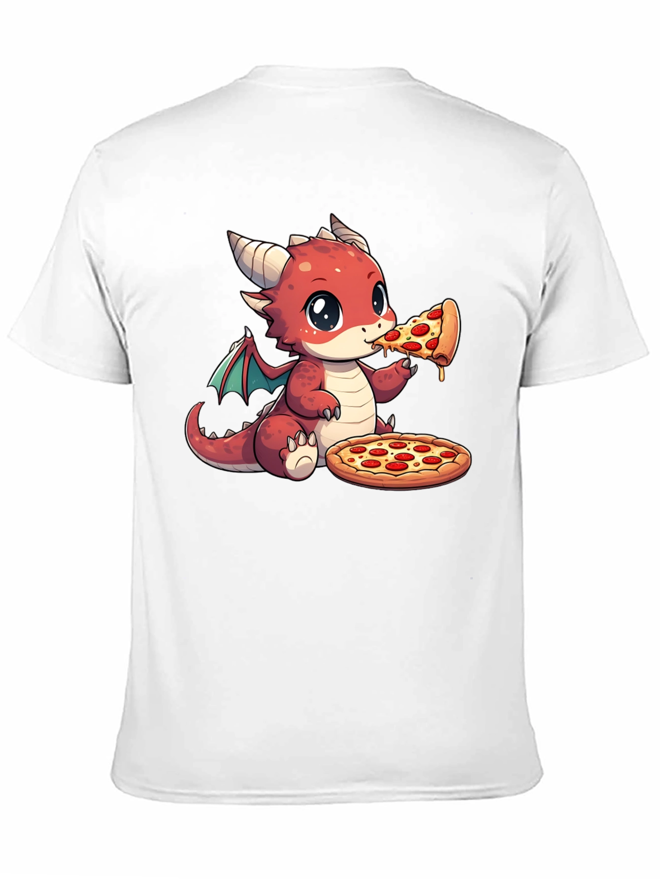 Dragon Eating Pizza Graphic T-Shirt