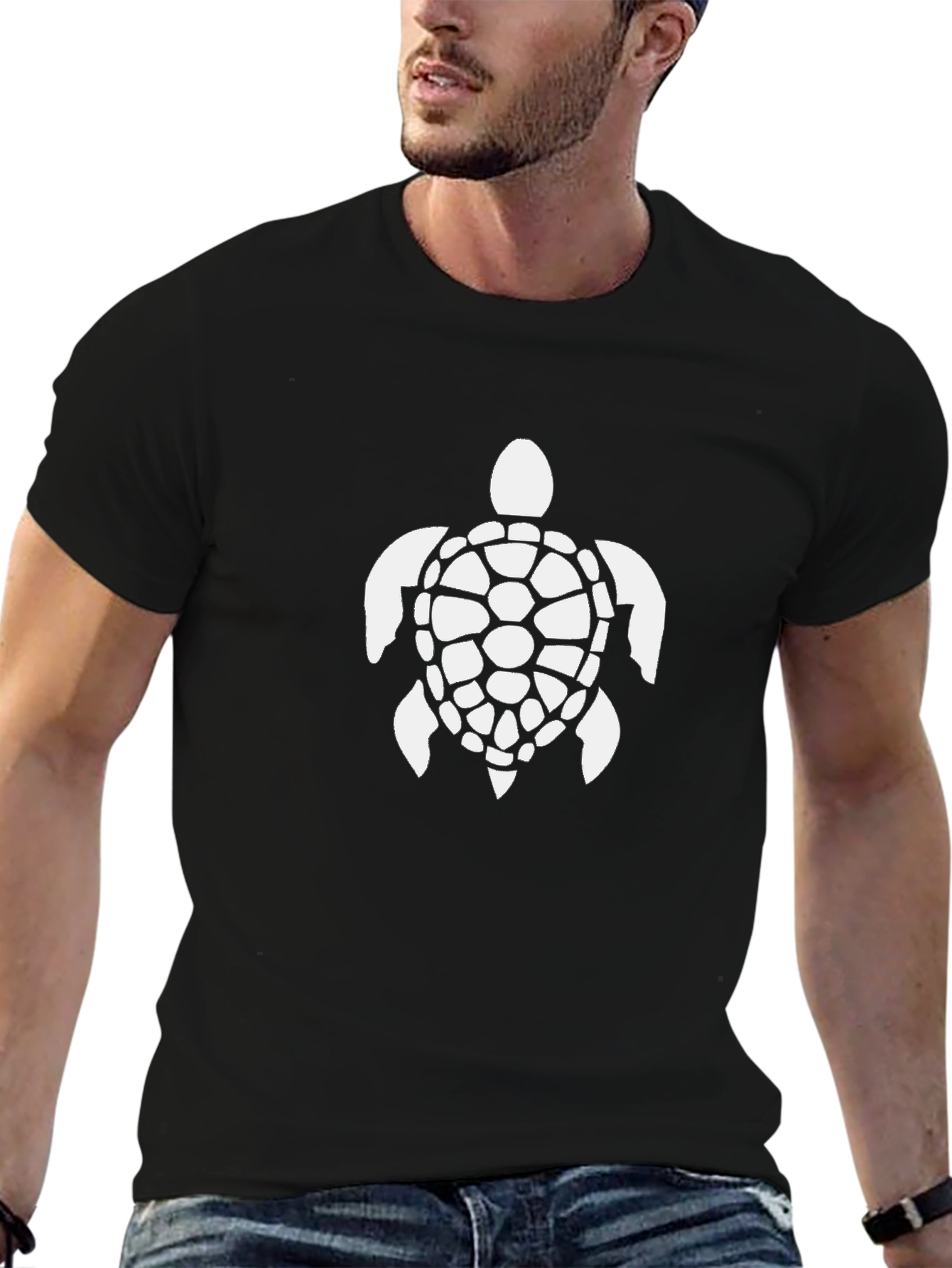 Sea Turtle Graphic Tee - Black Cotton T-Shirt