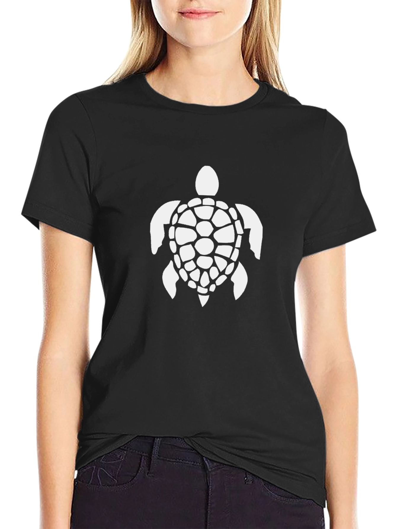 Sea Turtle Graphic Tee - Black Cotton T-Shirt