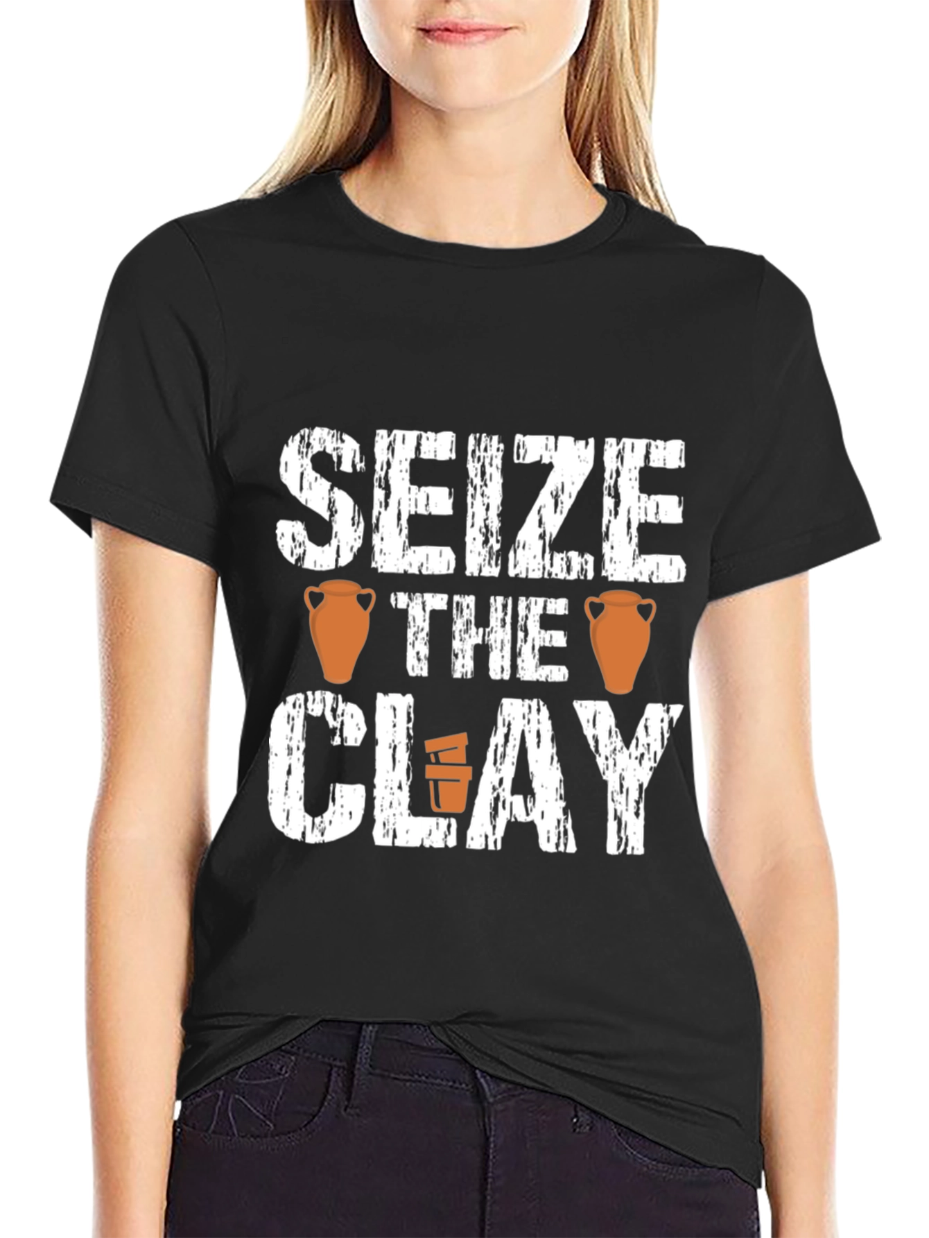 Seize the Clay Black T-Shirt Pottery Lover