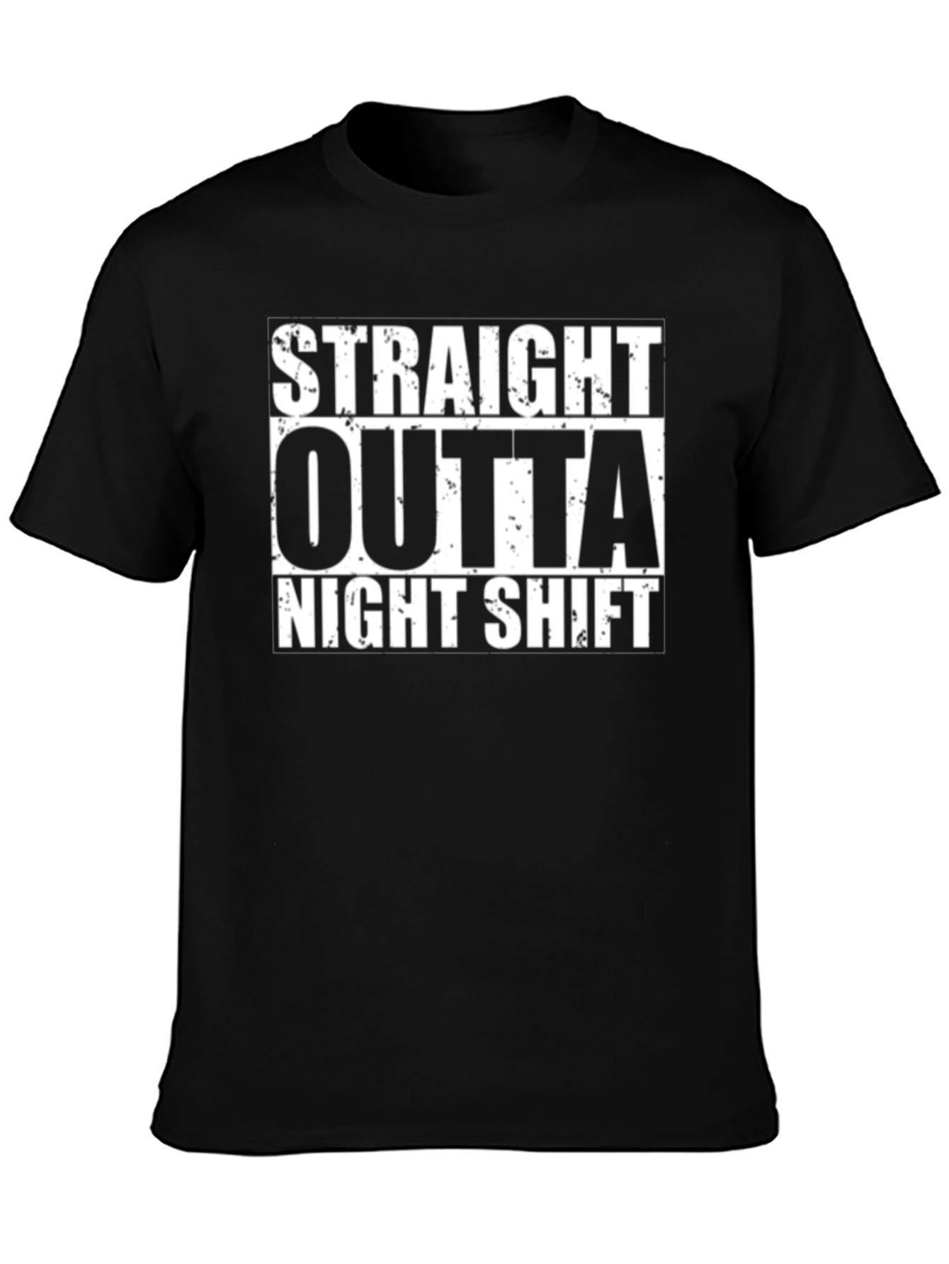 Straight Outta Night Shift Black Graphic T-Shirt