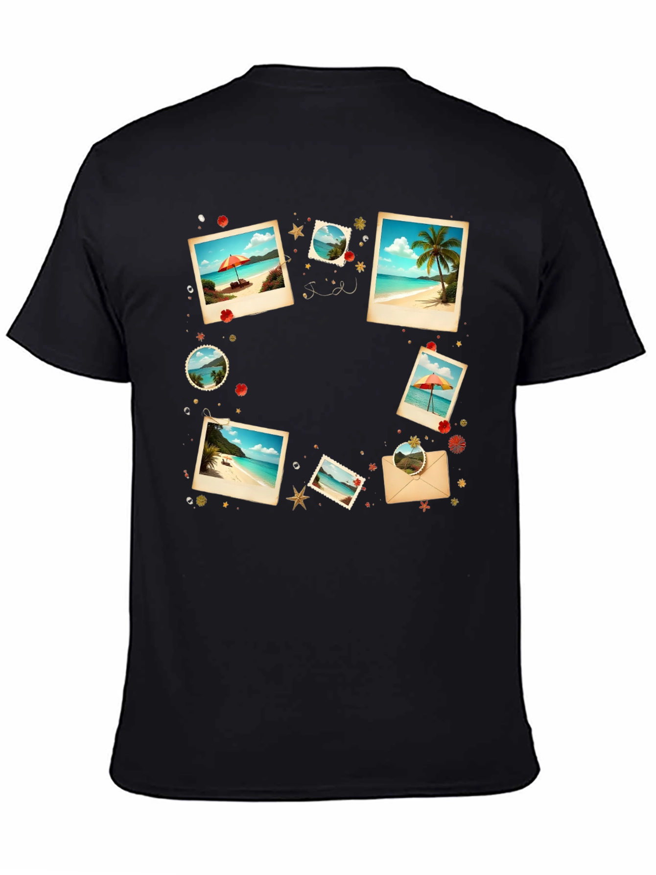 Tropical Photo Print Black T-Shirt
