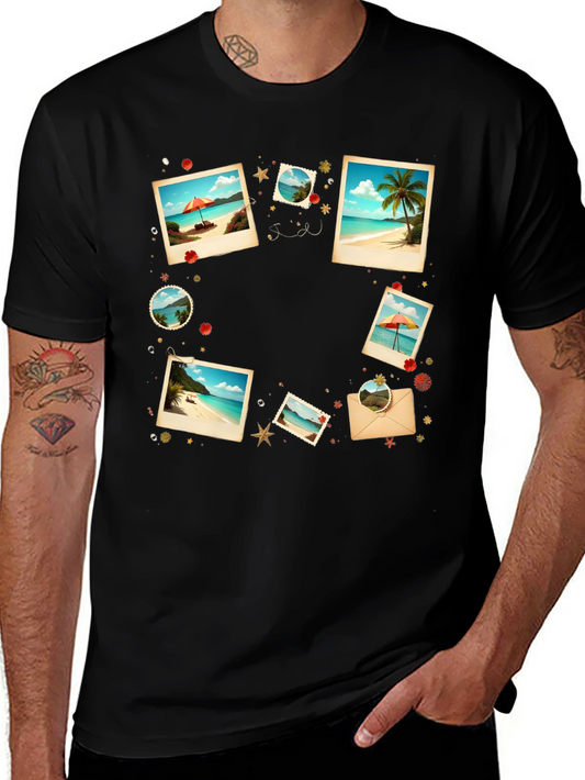Tropical Photo Print Black T-Shirt