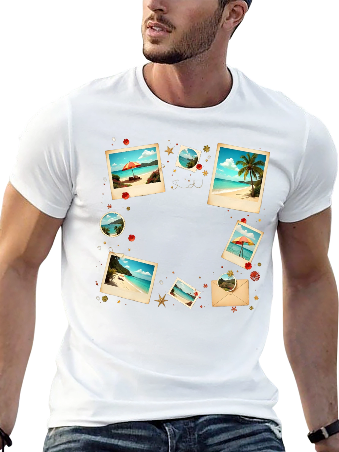 Tropical Photo Print Black T-Shirt
