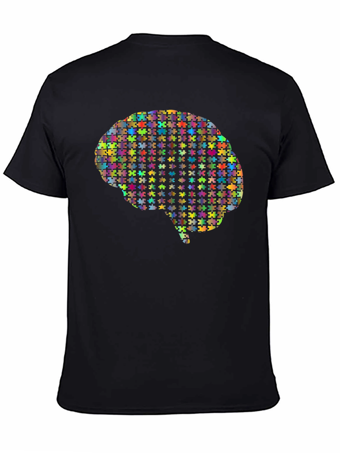Brain Puzzle Piece Graphic Tee - Unisex Black T-Shirt