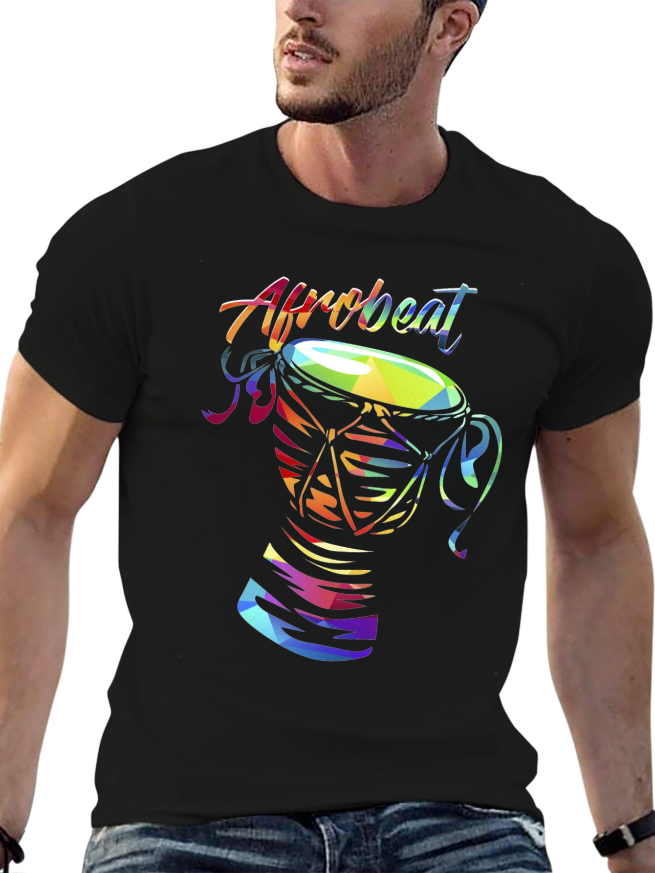 Afrobeat Drum Graphic Black T-Shirt