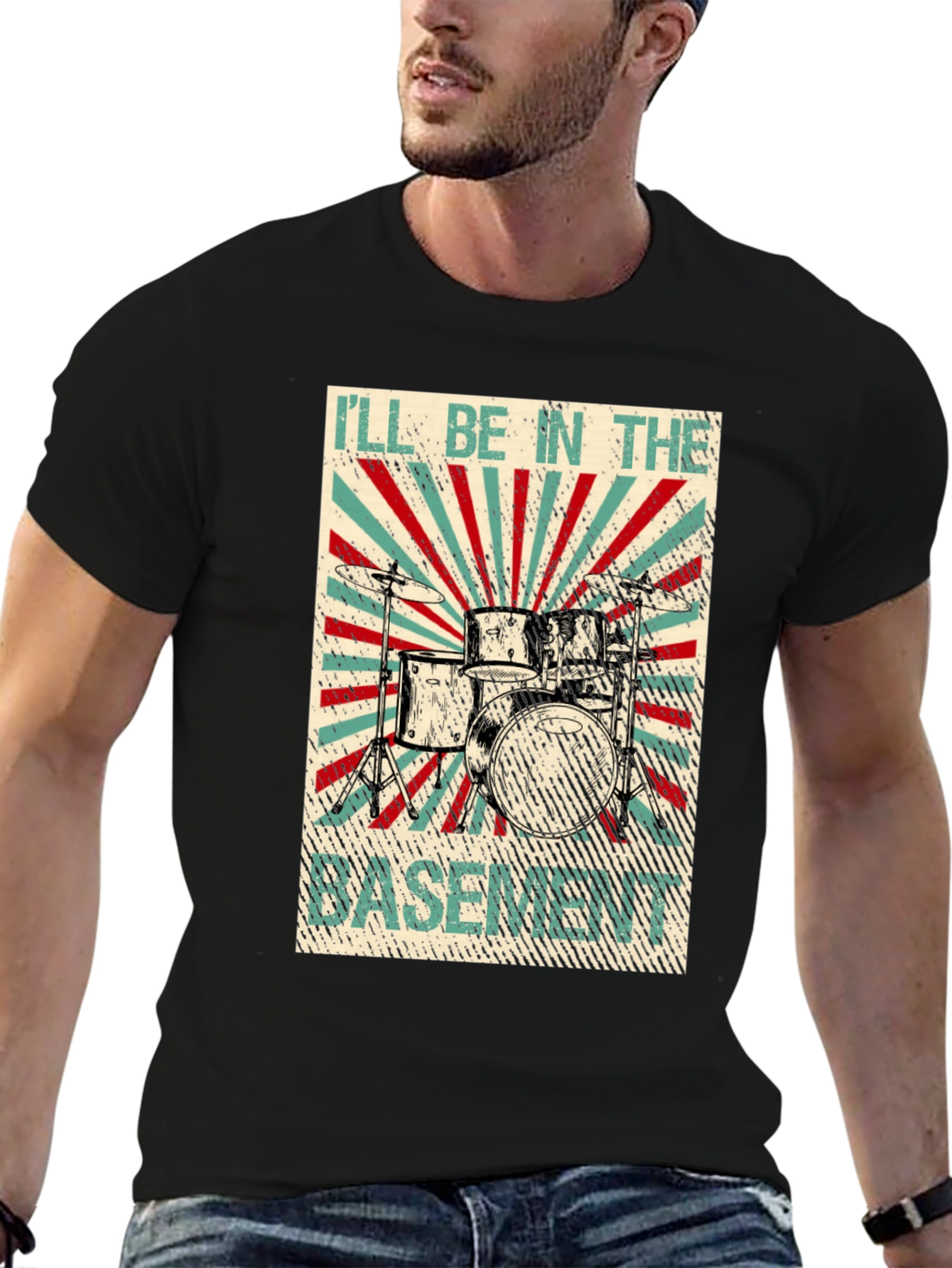 Ill Be In The Basement Drum Set T-Shirt