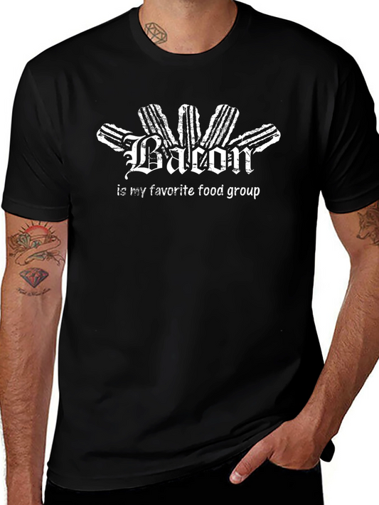 Bacon is My Favorite Food Group Graphic Tee - Black