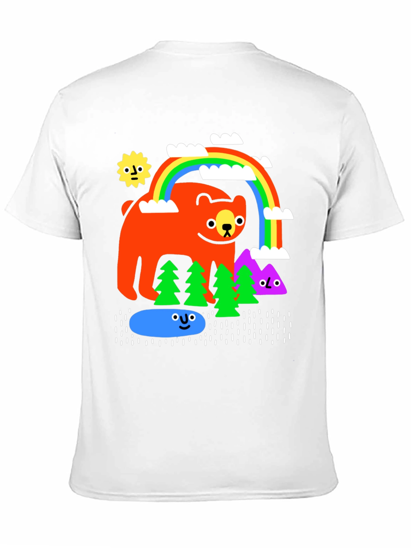 Cartoon Bear Rainbow Graphic Tee