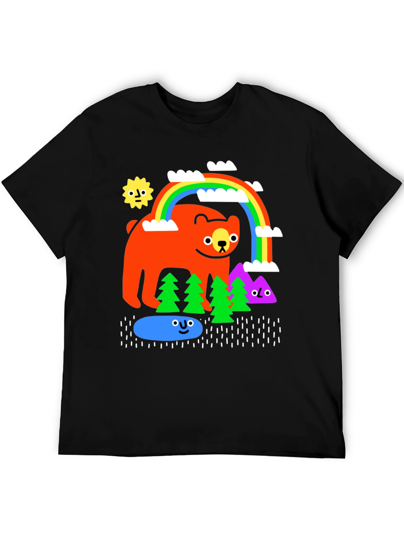 Cartoon Bear Rainbow Graphic Tee